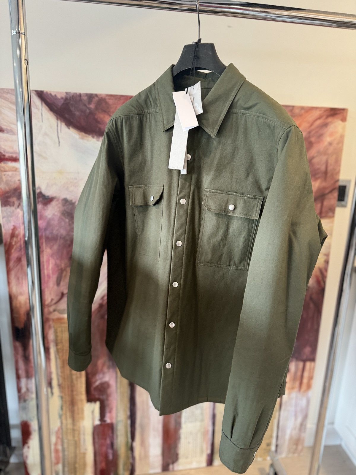 Image of Rick Owens Strobe F/w 22 - Insulated Outershirt in Green, Men's (Size XL)