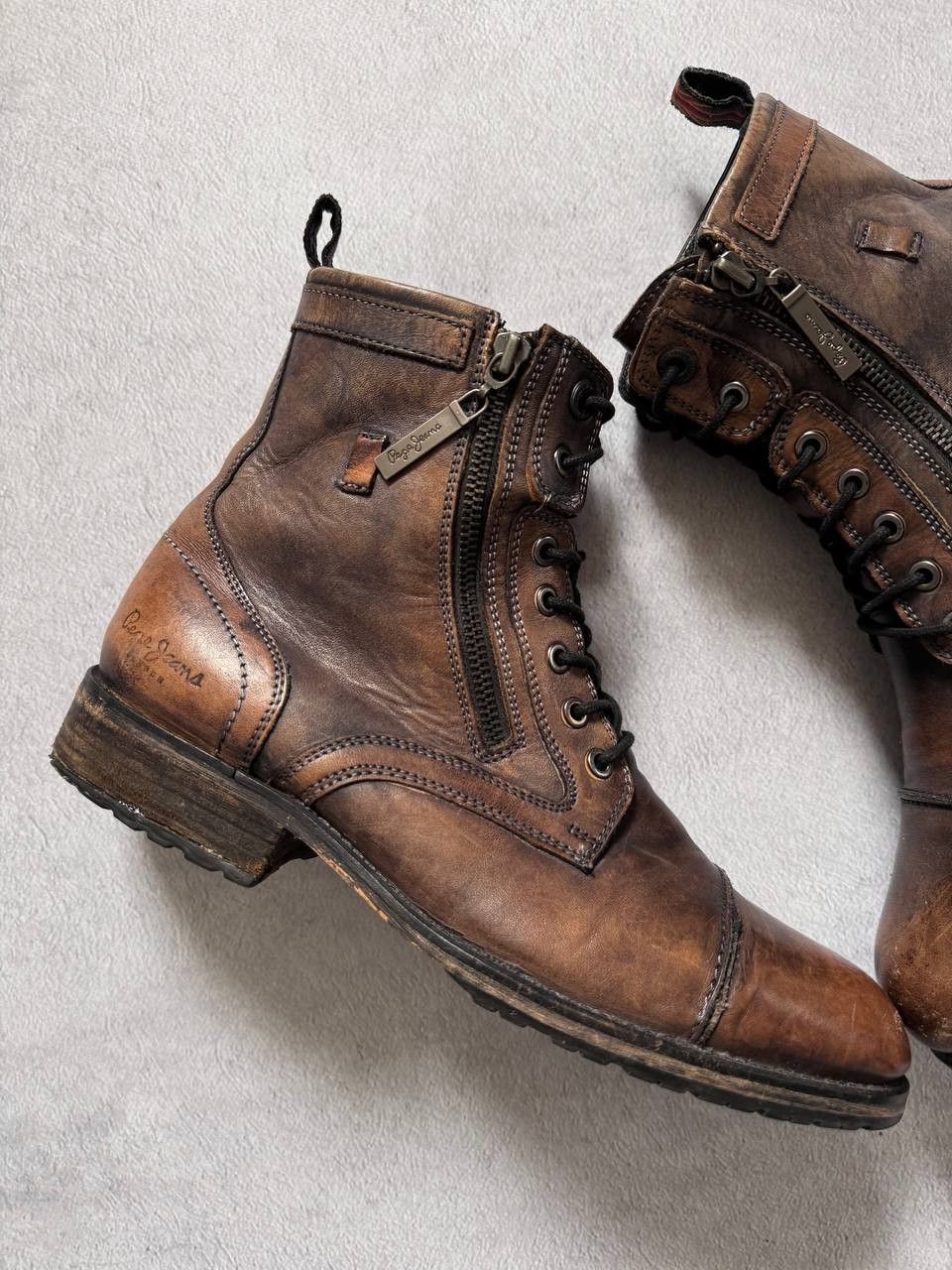 Pepe Jeans Pepe Jeans Distressed Leather Combat Boots Brown Size US 10 / EU 43 - 4 Thumbnail