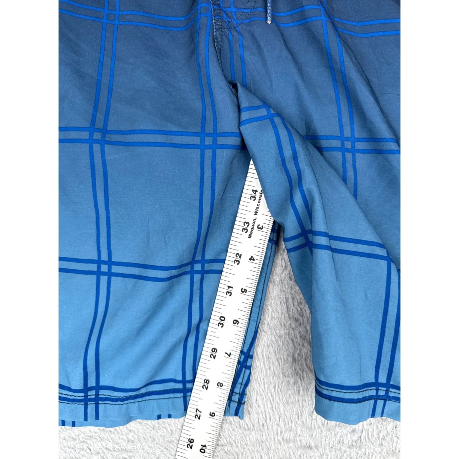 George George Board Shorts Mens Large Blue Plaid 100% Polyester Trunks Cargo 36x9 Swim Bottoms Docked? Size US 33 - 6 Thumbnail