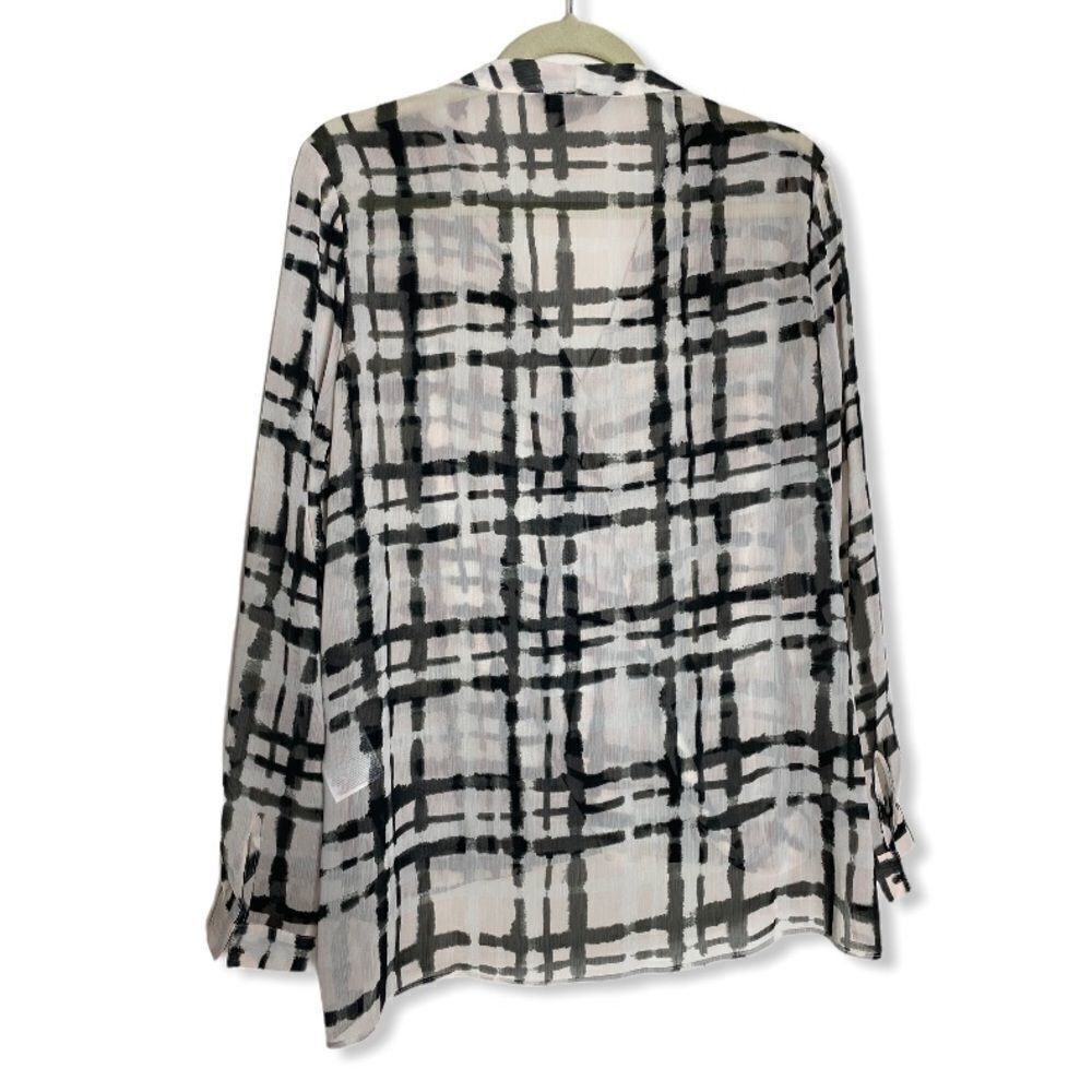 Banana Republic Banana Republic Semi-Sheer Plaid Check Draped Front Blouse | Size M / US 6-8 / IT 42-44 - 3 Thumbnail