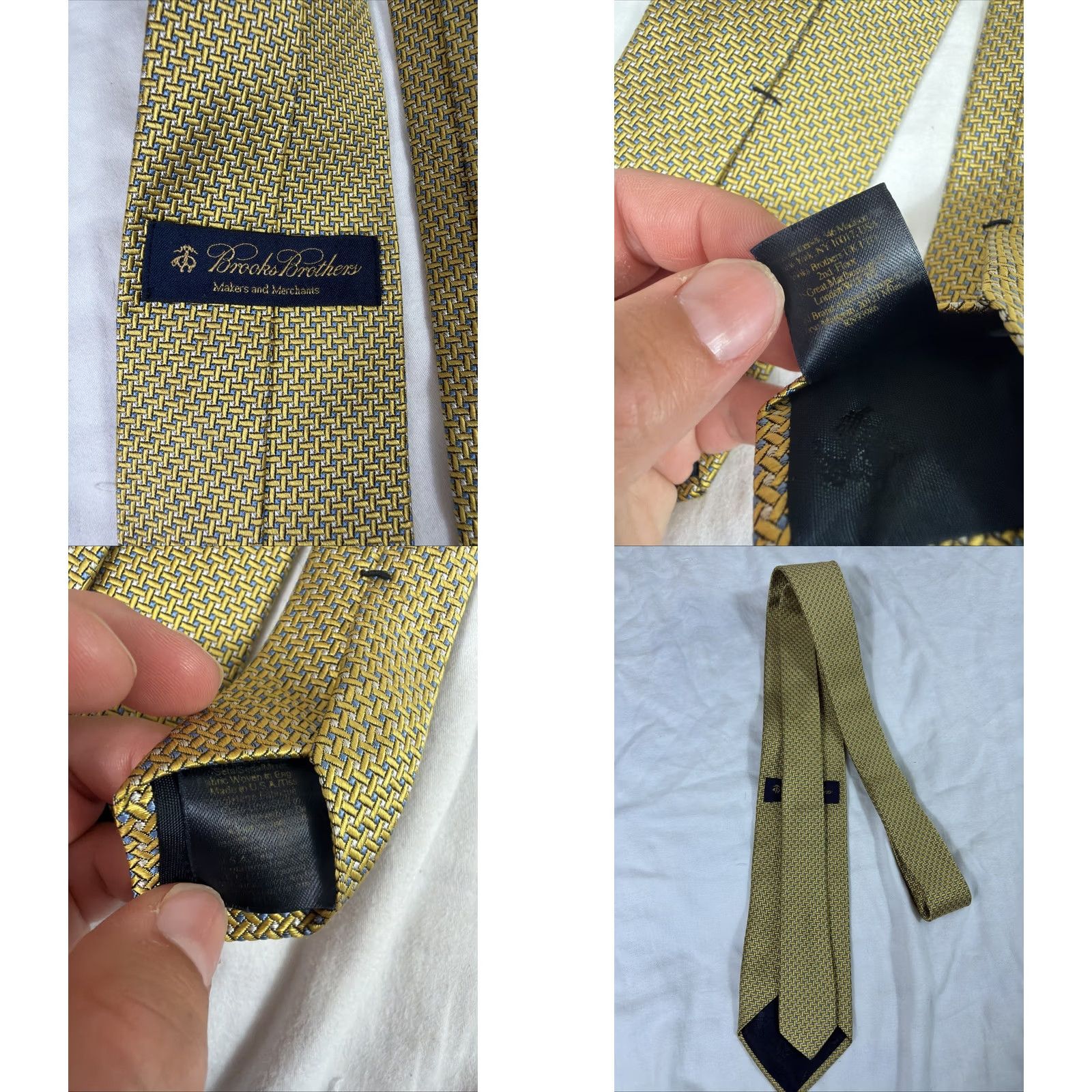 Brooks Brothers Brooks Brothers Tie Men Gold Blue Polyester Geometric Pattern Adult Neckwear Size ONE SIZE - 8 Thumbnail