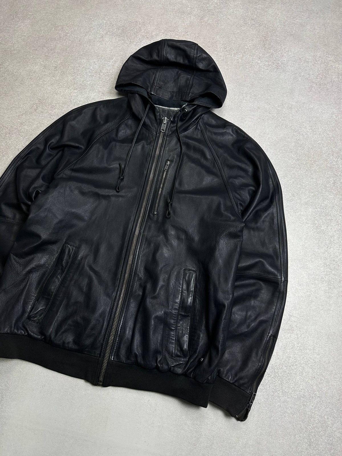 Marc Jacobs Marc by Marc Jacobs Waking Night Leather Hooded Jacket L Size US L / EU 52-54 / 3 - 4 Thumbnail