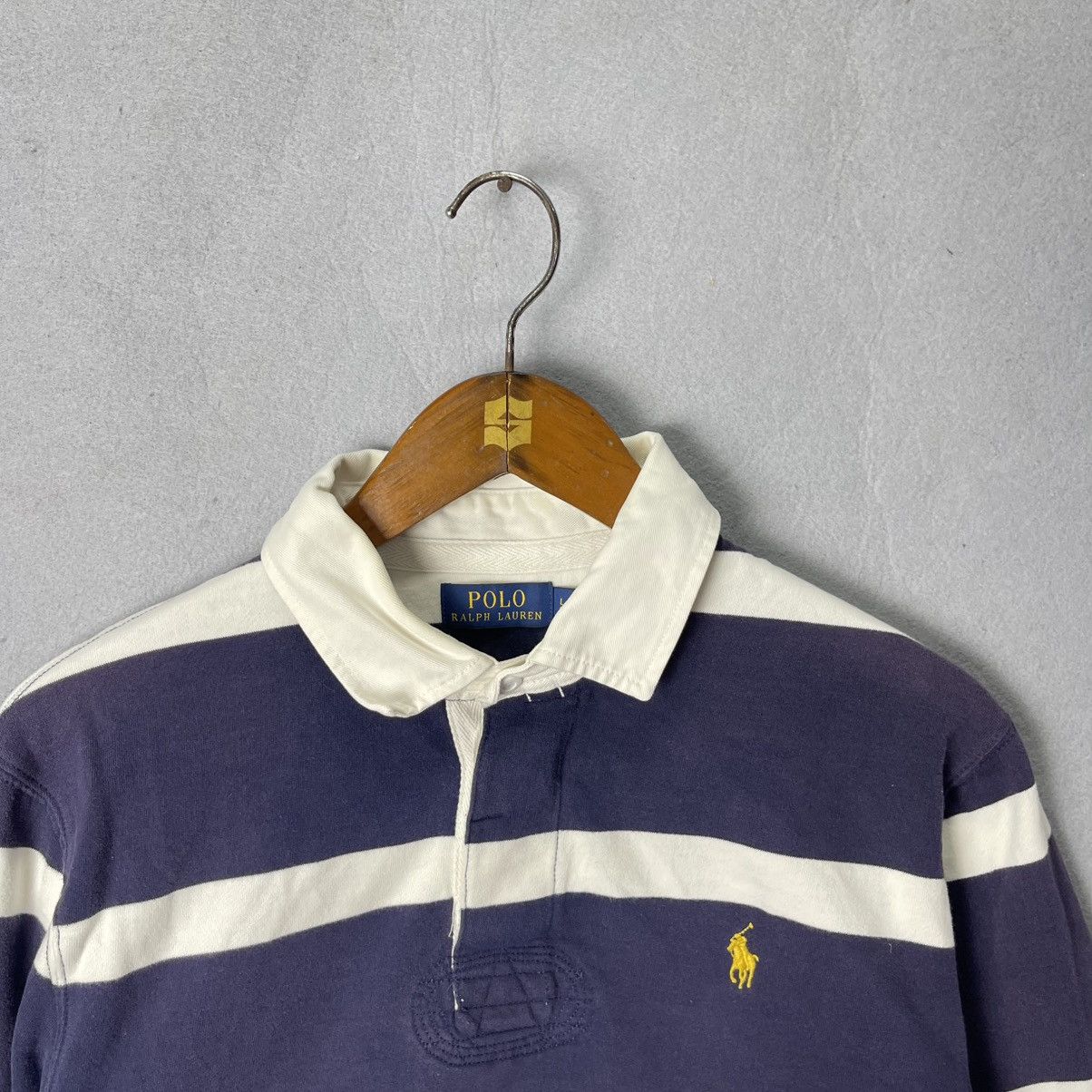 Polo Ralph Lauren Polo Ralph Lauren Navy White Stripe Rugby Shirt Logo Size US L / EU 52-54 / 3 - 2 Thumbnail