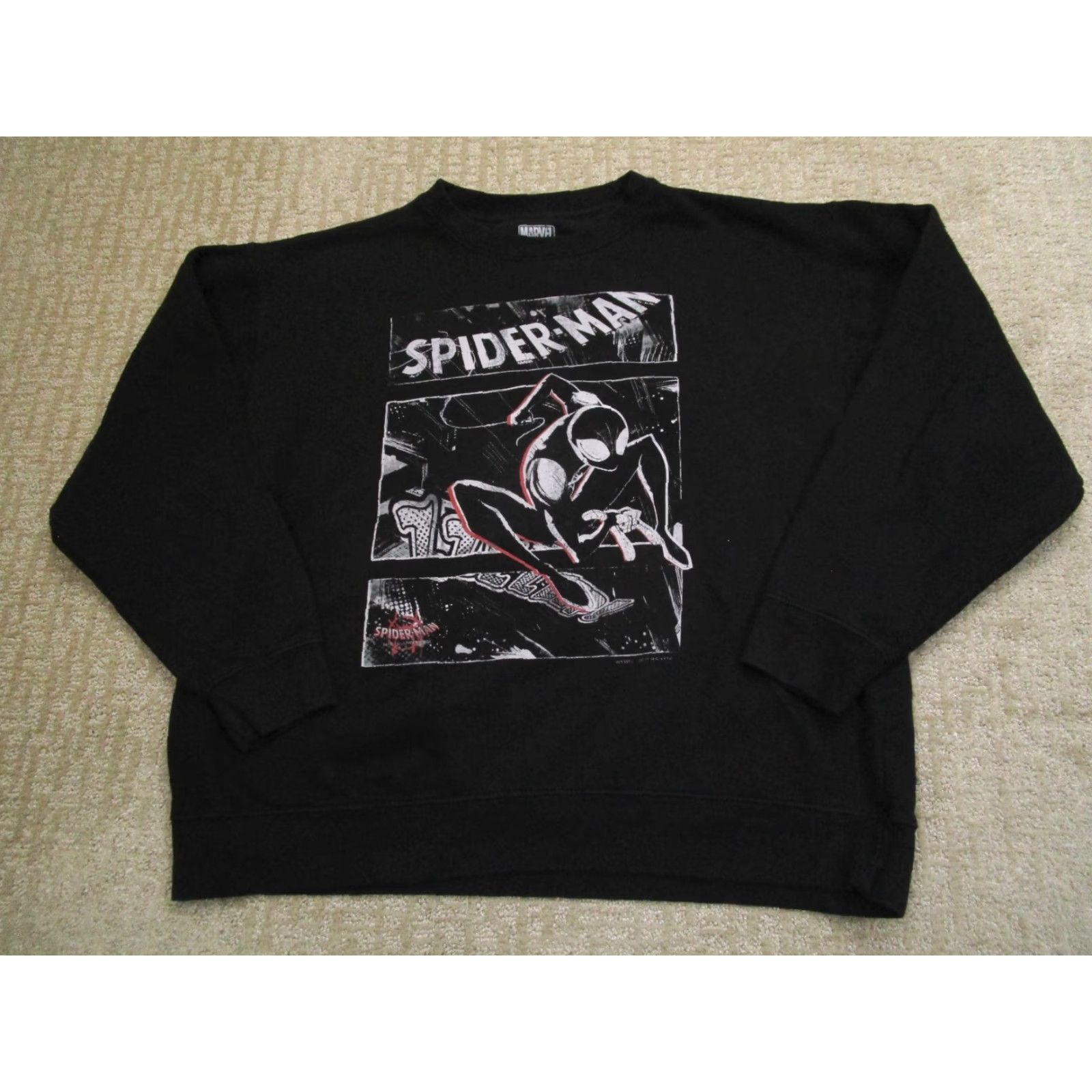 Vintage Spider-Man Marvel Men Sweater 2XL Black Graphic Print Logo Crewneck Pullover Knit All Seasons Shirt Mens Size US XXL / EU 58 / 5 - 2 Thumbnail
