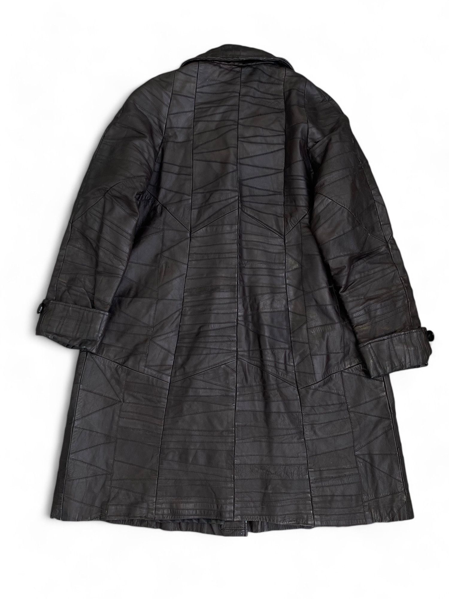 Genuine Leather Vintage Leather Patchwork Trench Jacket Matrix Opium Y2K Size XXL / US 16-18 / IT 52-54 - 2 Thumbnail