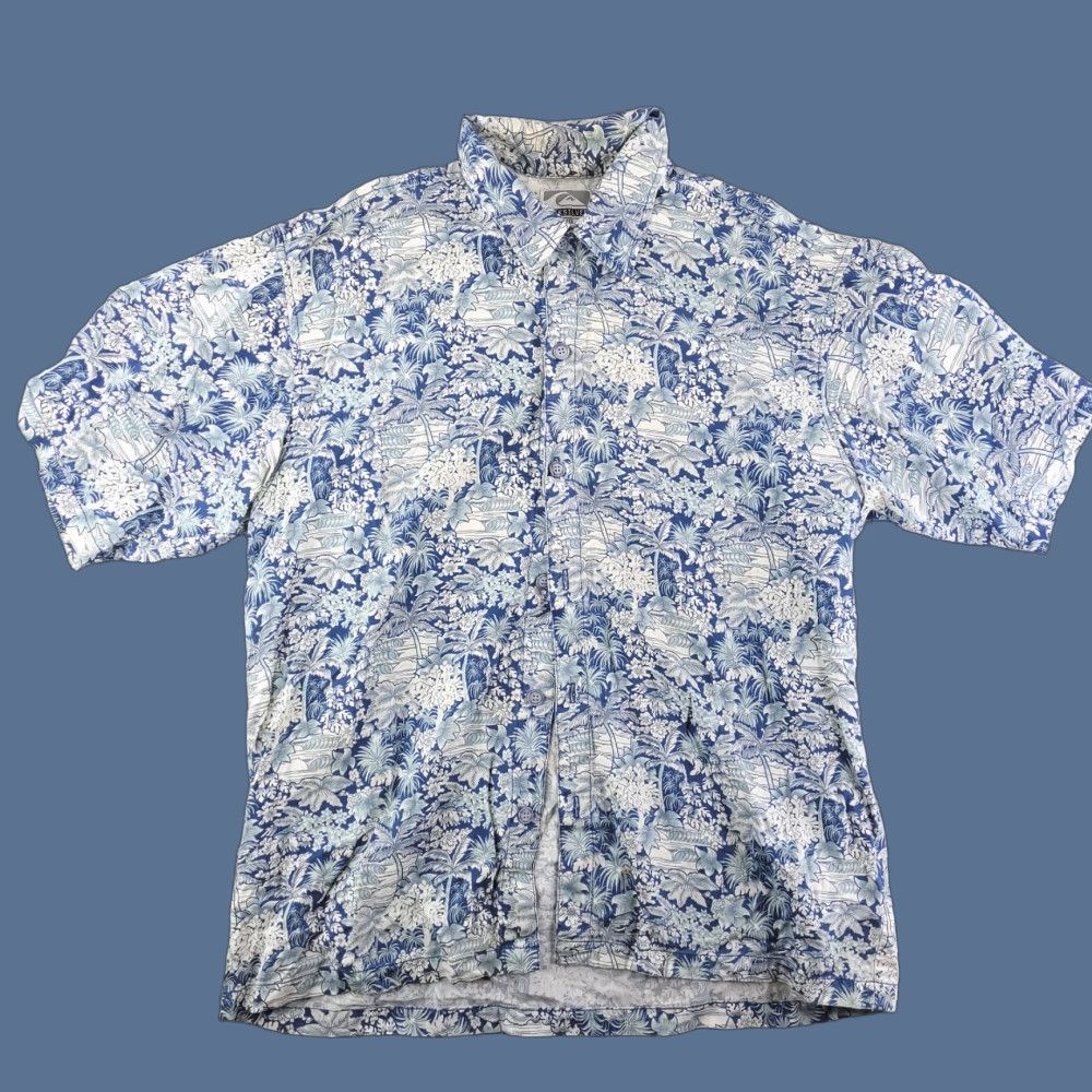 Quiksilver VINTAGE Quiksilver Shirt Mens L Blue Hawaiian Floral Short Sleeve Button-Up Size US L / EU 52-54 / 3 - 1 Thumbnail