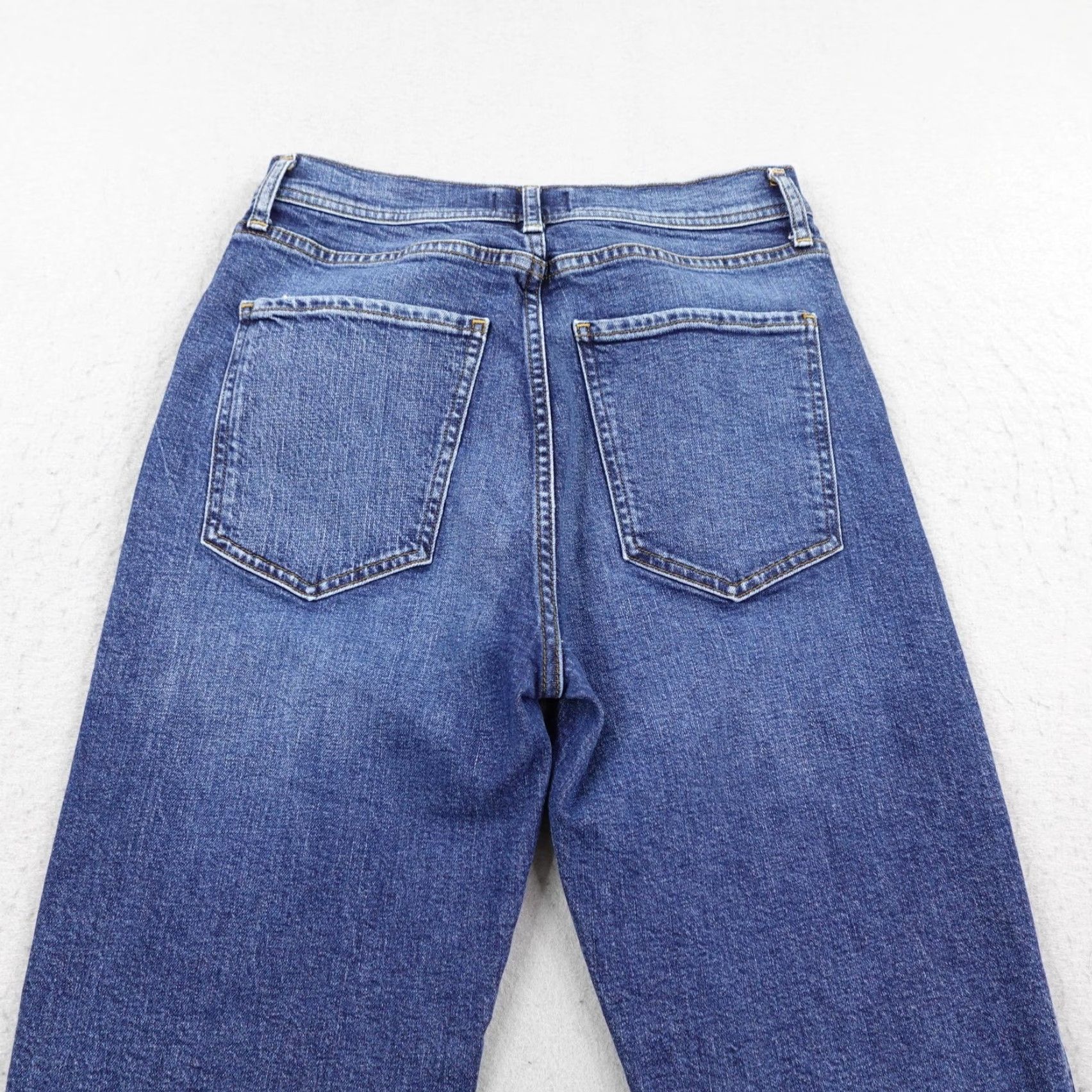 Agolde VINTAGE? No—Wait, item not vintage. AGOLDE Jeans Womens 28 Blue Denim High Rise Straight Crop Distressed Raw Hem Jeans Size 28" / US 6 / IT 42 - 5 Thumbnail