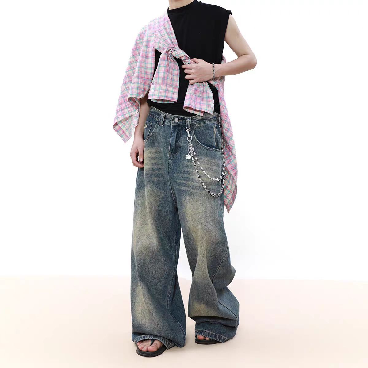 Japanese Brand × Jean Vintage washed and distressed straight leg loose jeans Size US 32 / EU 48 - 4 Thumbnail