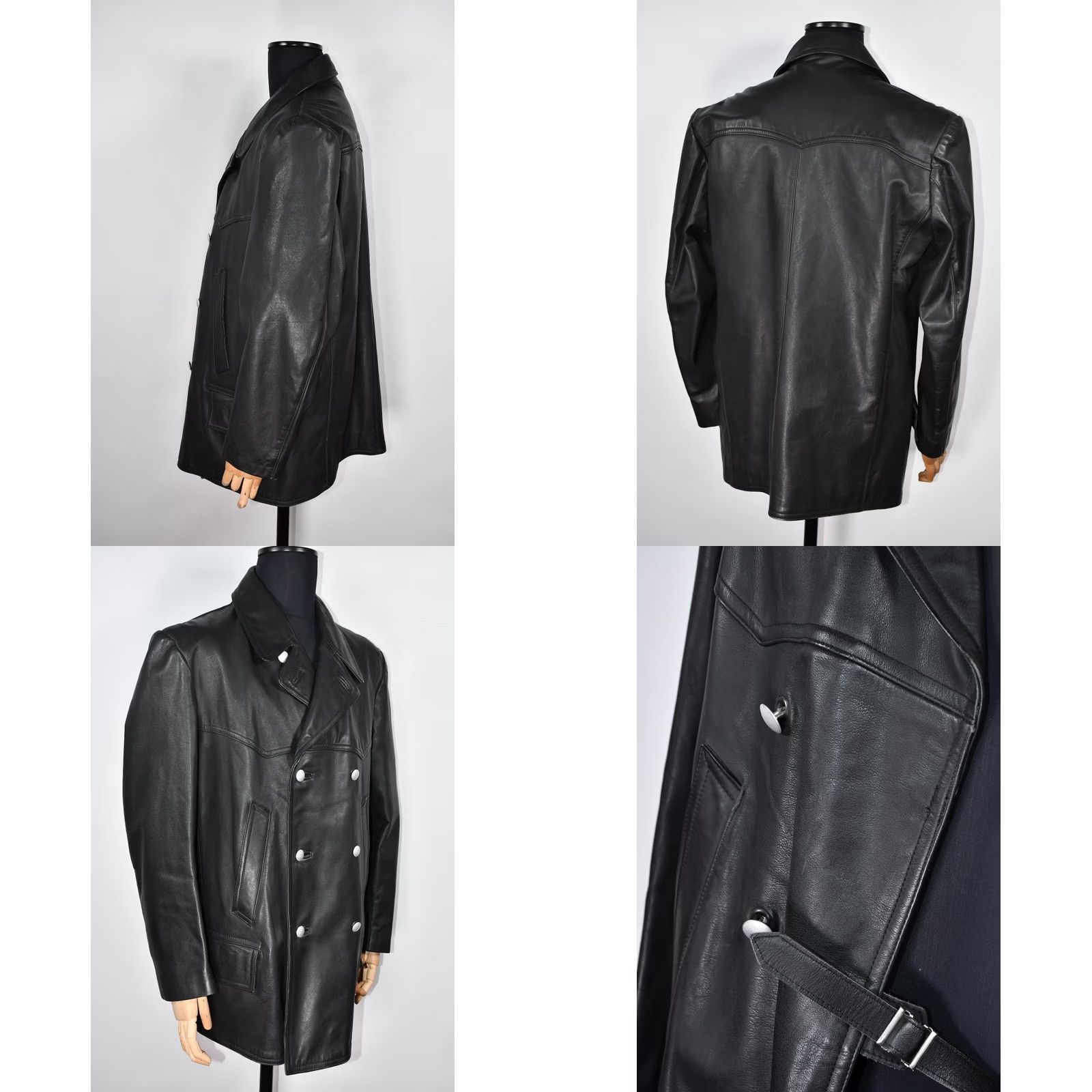 Vintage VTG Germany Police Leather Motorcycle Jacket size 52 Mens Jacket Black 1980s) Size US L / EU 52-54 / 3 - 9 Thumbnail