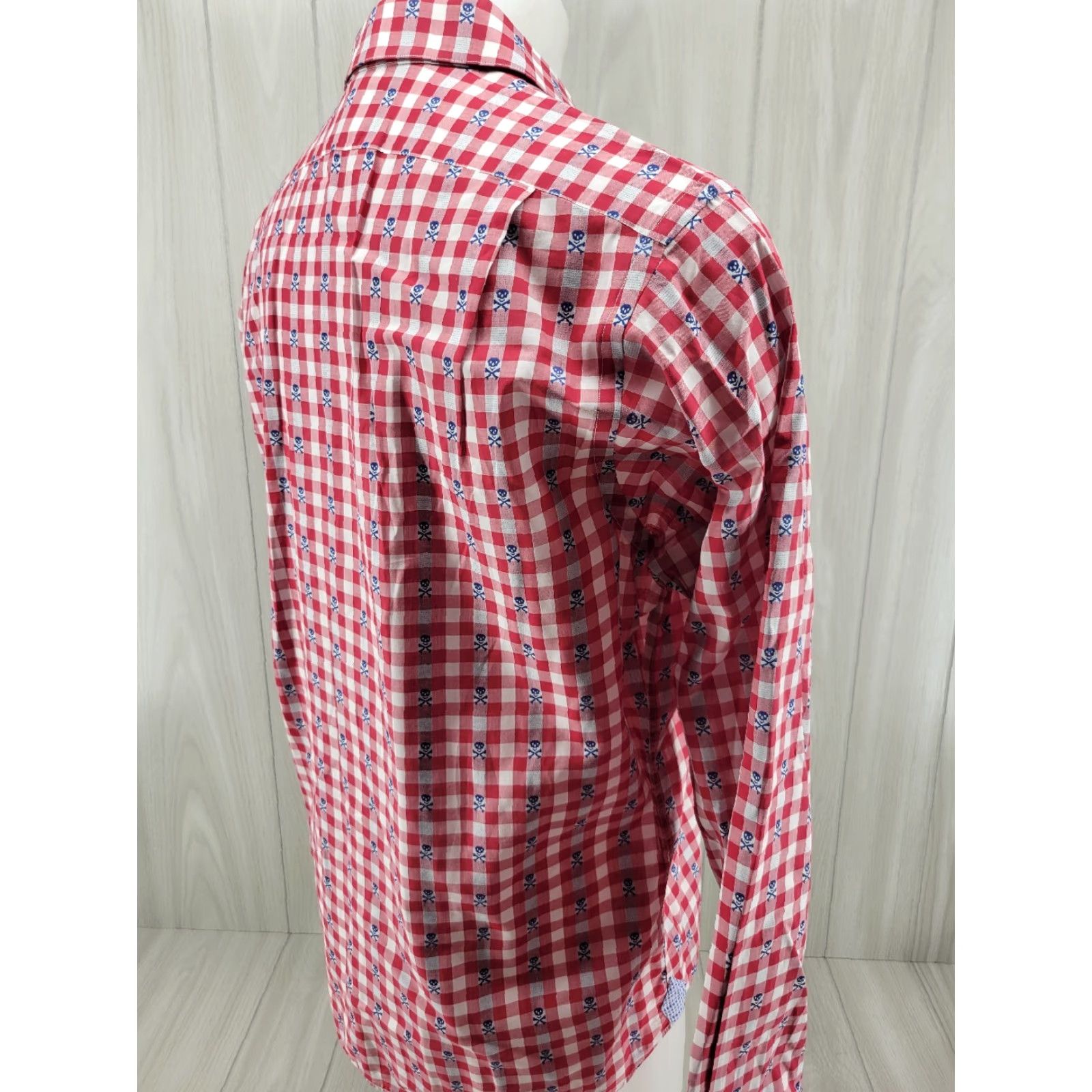 Vintage Aldrich Shirt Men’s Large Plaid Red Blue Skull Button-Up Long Sleeve Shirt – No Pocket, Casual Workwear, Vintage? No (Adapted) Size US L / EU 52-54 / 3 - 5 Thumbnail