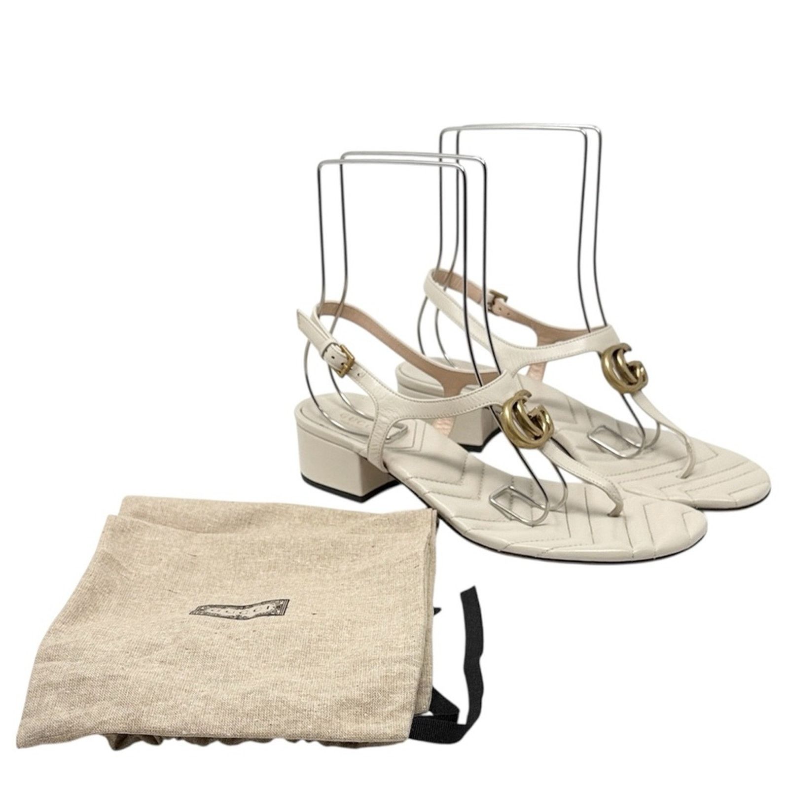 Gucci Gucci Marmont GG Mystic White Block Heel Sandals Size 39.5 Size US 9.5 / IT 39.5 - 1 Thumbnail
