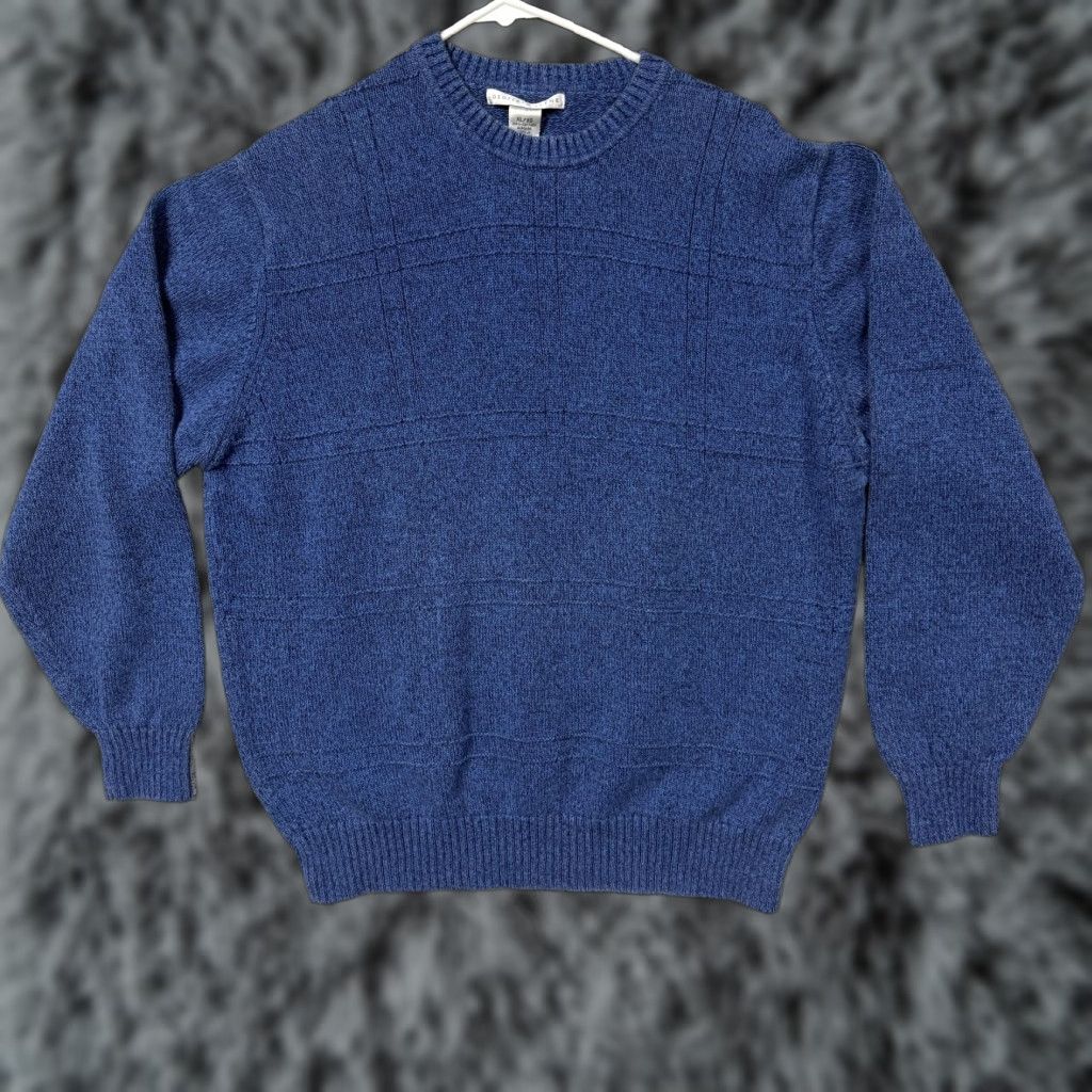 Geoffrey Beene VINTAGE Geoffrey Beene Sweater XL Men Blue Knit Pullover Crew Neck Raglan Long Sleeve Tight-Knit Solid 100% Cotton Fall Winter Casual Size US XL / EU 56 / 4 - 1 Thumbnail