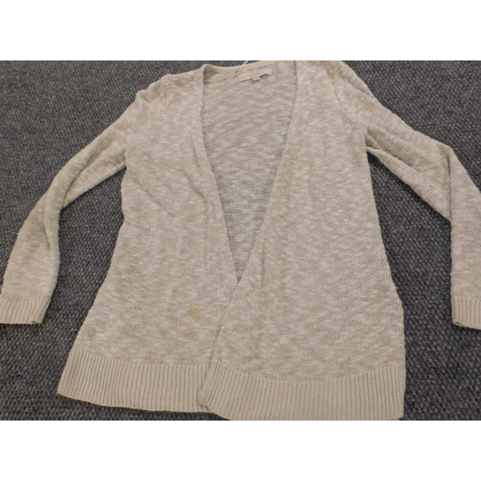 Loft Loft Beige Cardigan Knit Crew Neck Long Sleeve XS Regular Women Vintage? No Size XS / US 0-2 / IT 36-38 - 2 Thumbnail