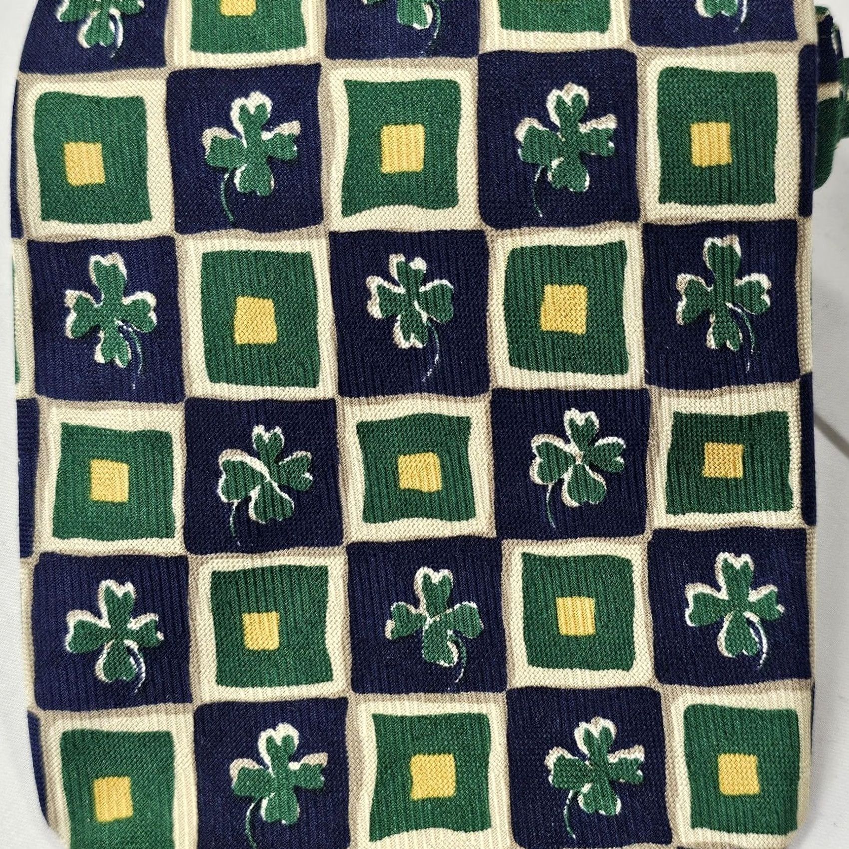 Robert Talbott Robert Talbott Necktie Mens Green Blue Silk Clover St. Patricks Woven Tie USA Tie Pattern Geometric Adult Classic 57 1/2" 4" Width Mens Size ONE SIZE - 2 Thumbnail