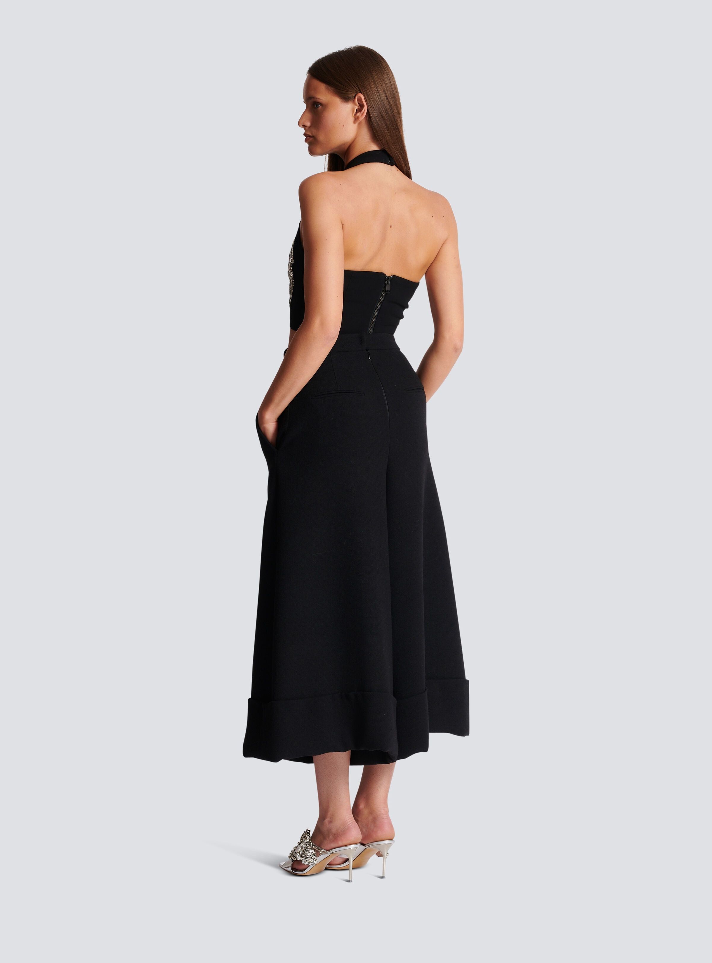 Balmain o1s1wg110825 Backless Baroque Embroidered Top in Black Size XL / US 12-14 / IT 48-50 - 3 Thumbnail