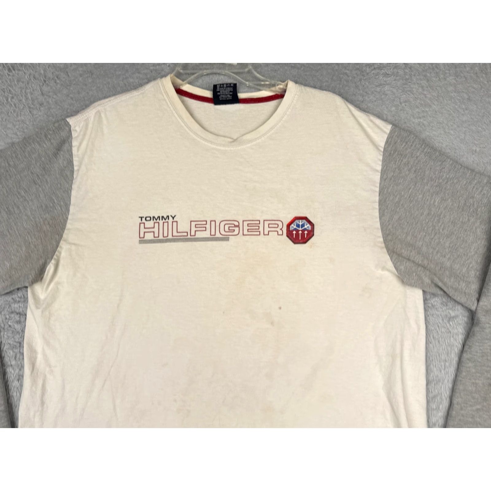 Tommy Hilfiger Tommy Hilfiger Shirt Adult Large White Gray Crew Long Sleeve Cotton Blend Shirt Mens Long Sleeve Crew Neck Logo Jersey Cotton Blend T-Shirt Size US L / EU 52-54 / 3 - 4 Thumbnail