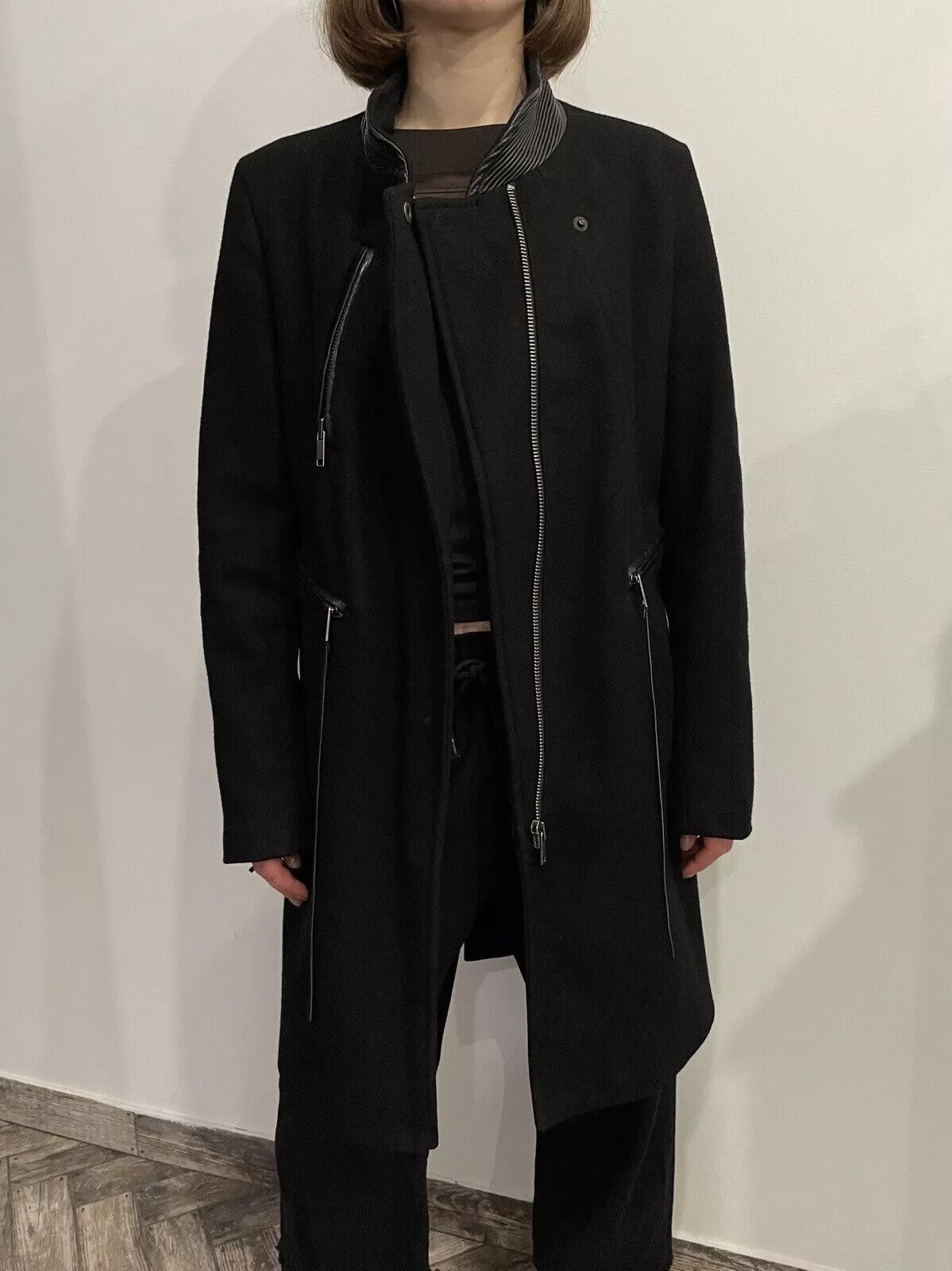 Diesel Diesel Wool Coat Womens With Leather Details Colar Zip Size S / US 4 / IT 40 - 6 Thumbnail