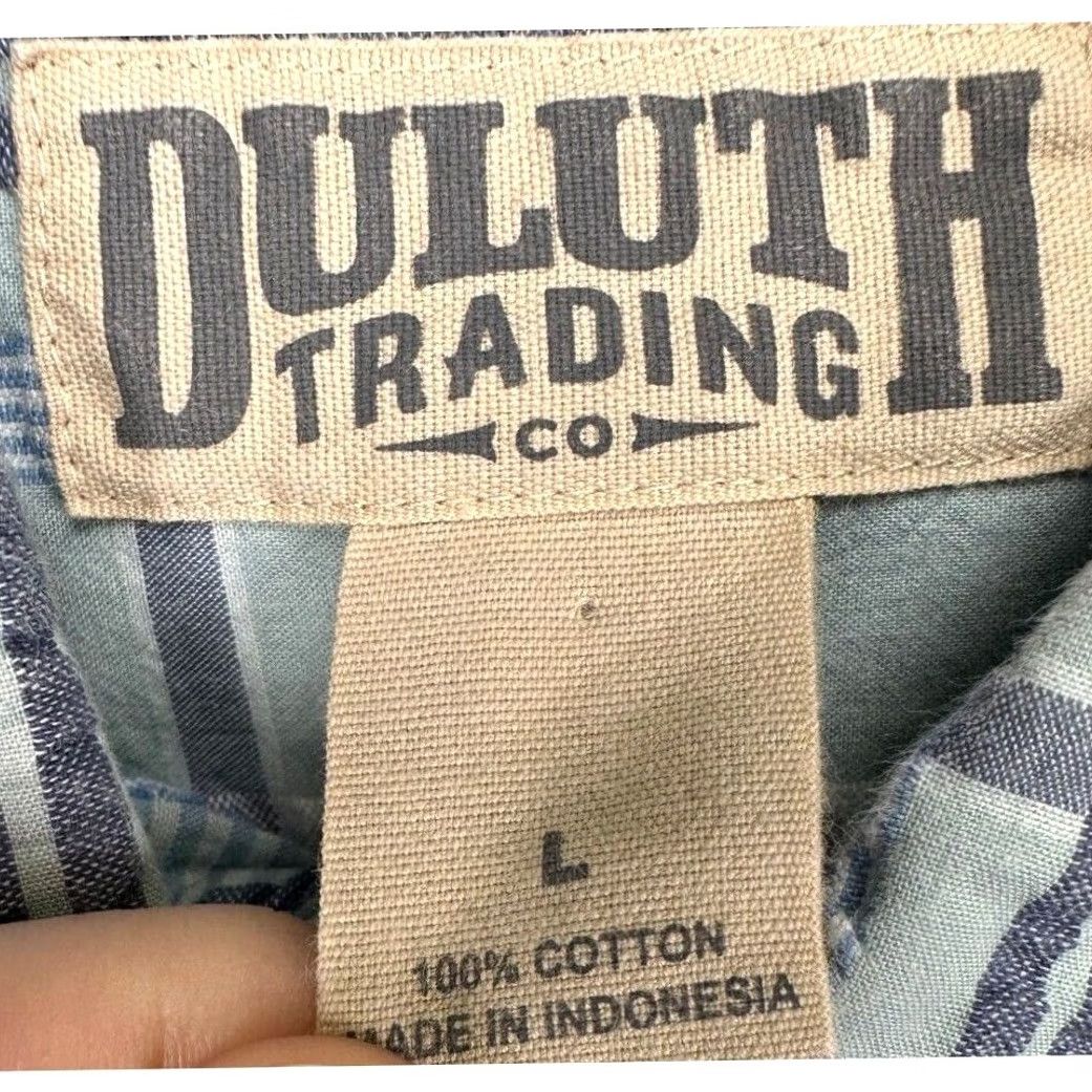 Duluth Trading Company Duluth Trading Co Shirt Mens Large Blue Green Plaid Seersucker Button-Down Wool? Size US L / EU 52-54 / 3 - 3 Thumbnail