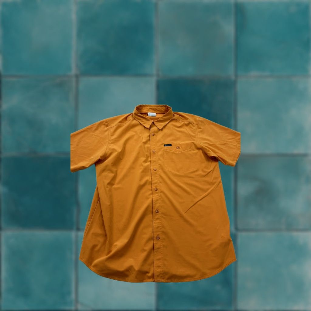 Vintage Columbia Shirt Mens Large Orange Stretch Short Sleeve Button Up Casual Outdoor Size US L / EU 52-54 / 3 - 1 Thumbnail