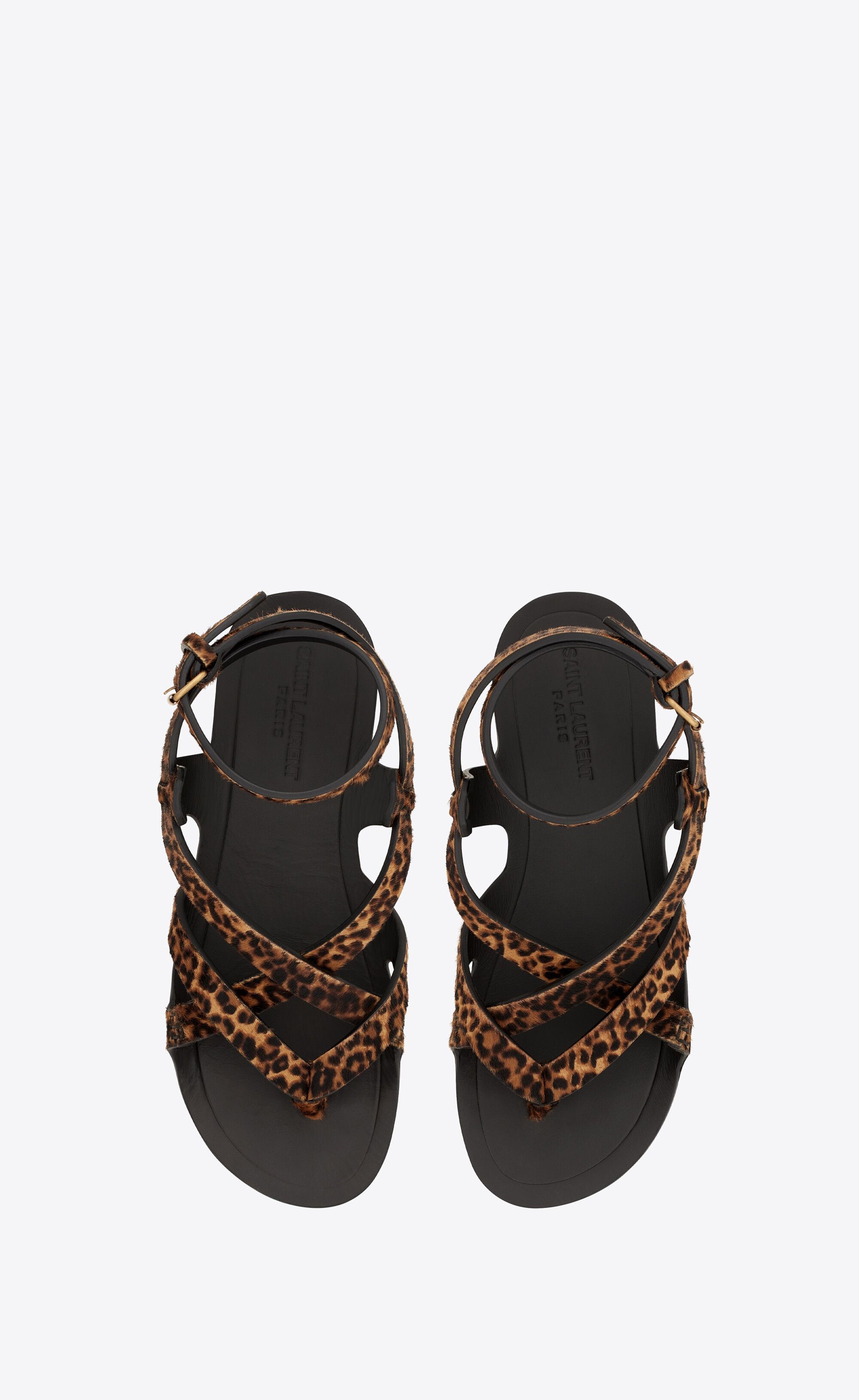 Saint Laurent Paris o1s1wg111224 Culver Flat Sandals in Leopard-Print in Leopard Size US 9 / IT 39 - 2 Thumbnail
