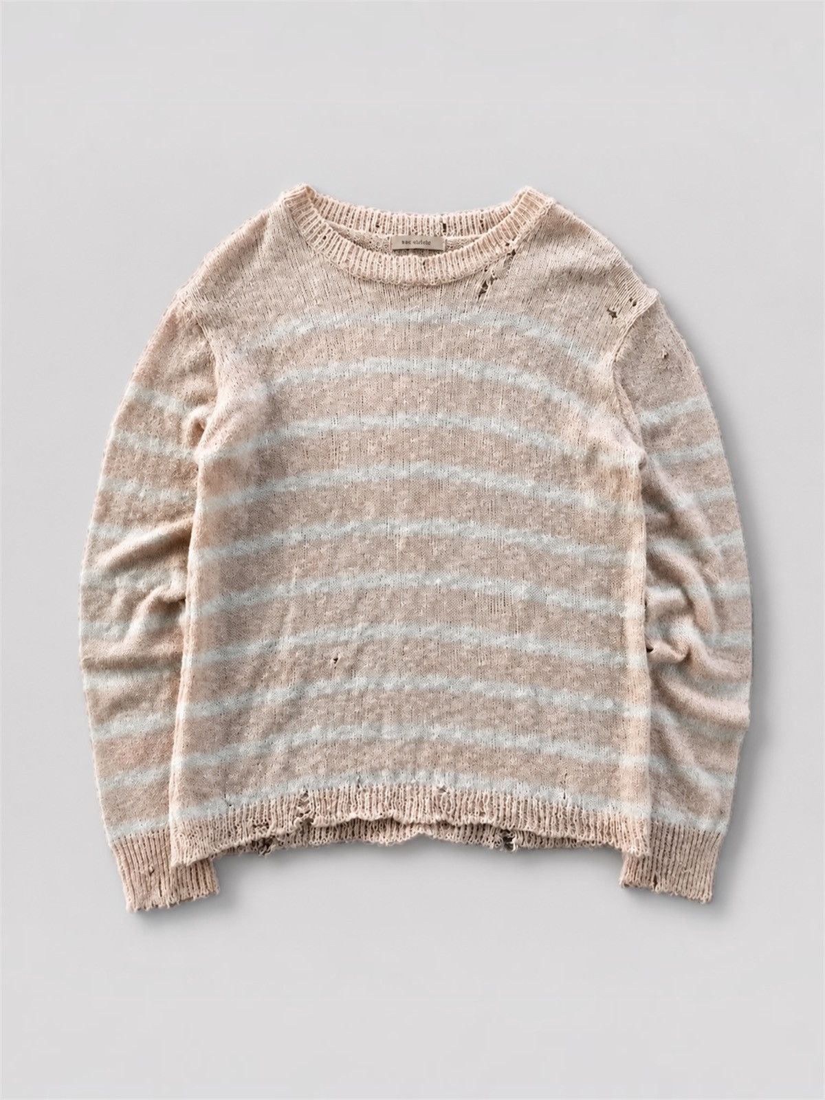 Japanese Brand Me Sense Punk Soft Pink Stripe Distressed Long Sleeve Size US S / EU 44-46 / 1 - 1 Thumbnail