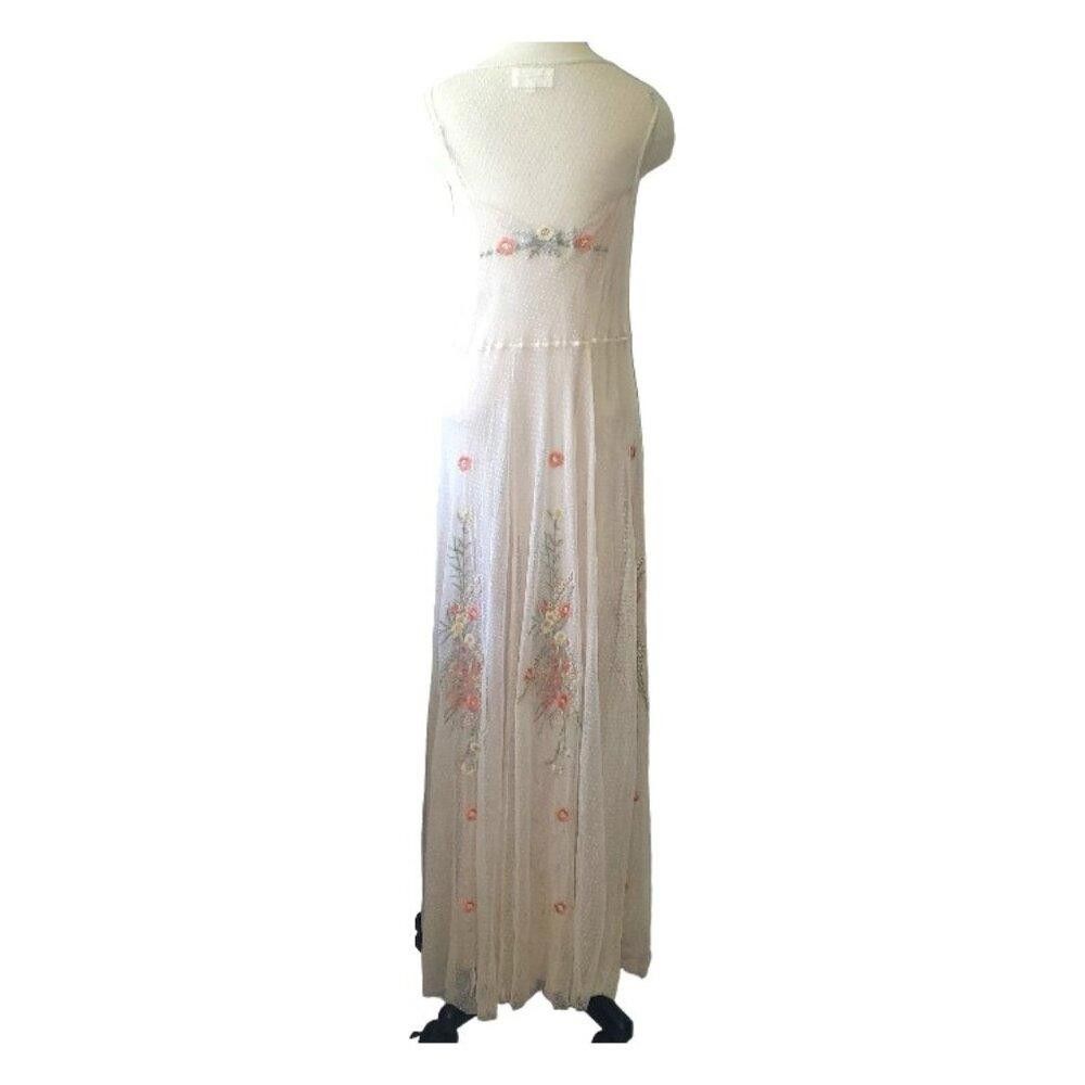 Designer CT1631 Johnny Was Mesh Floral Embroidered Maxi Dress L Size L / US 10 / IT 46 - 6 Thumbnail