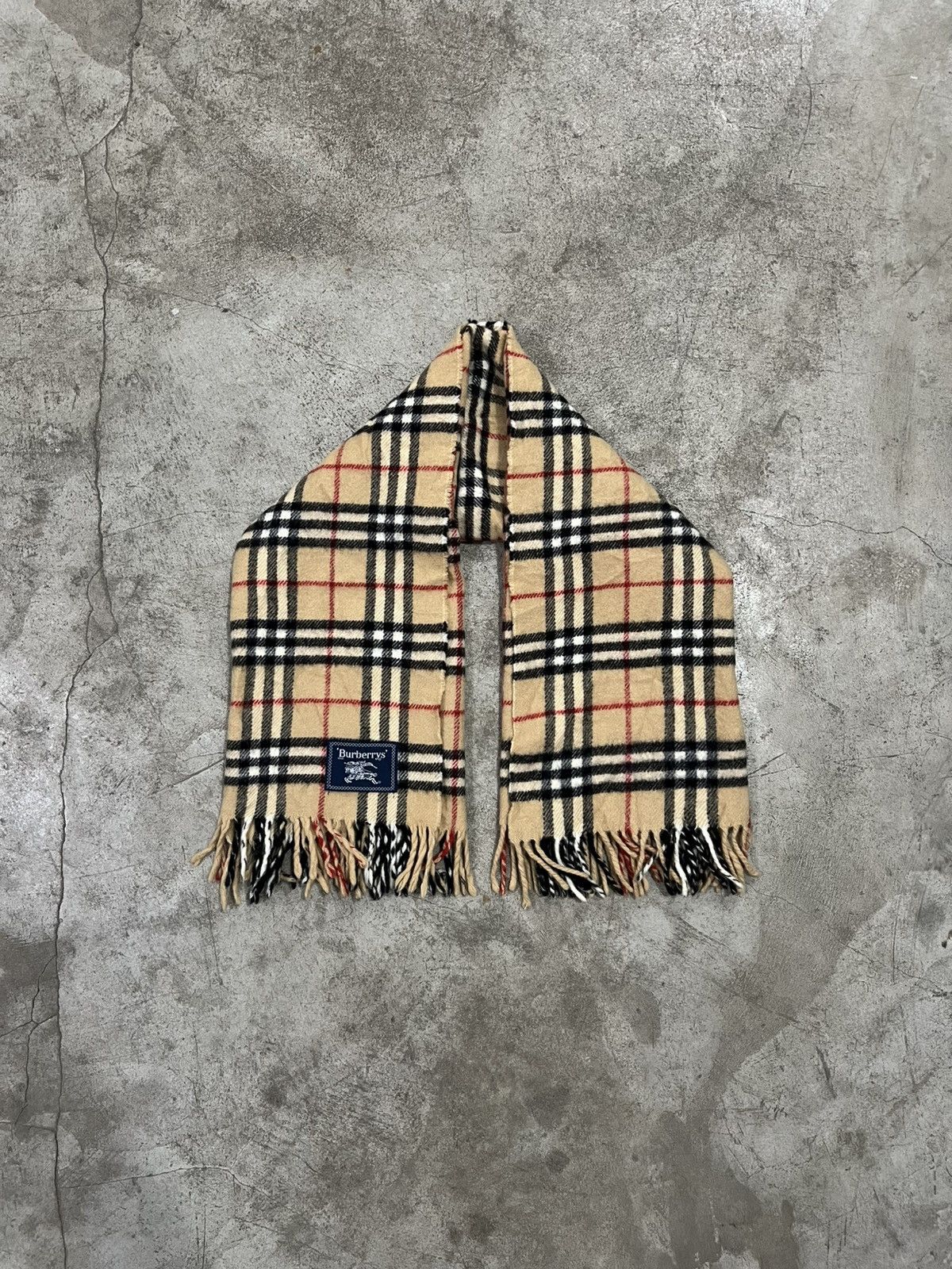 Burberry Vintage Burberrys Nova Check Plaid Wool Tassel Scarf Size ONE SIZE - 3 Thumbnail