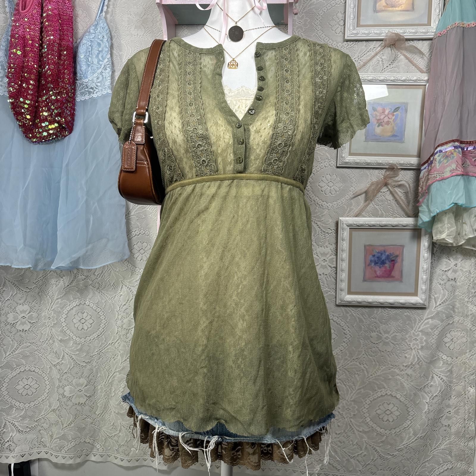 Free People free people green lace fairy blouse Size M / US 6-8 / IT 42-44 - 3 Thumbnail