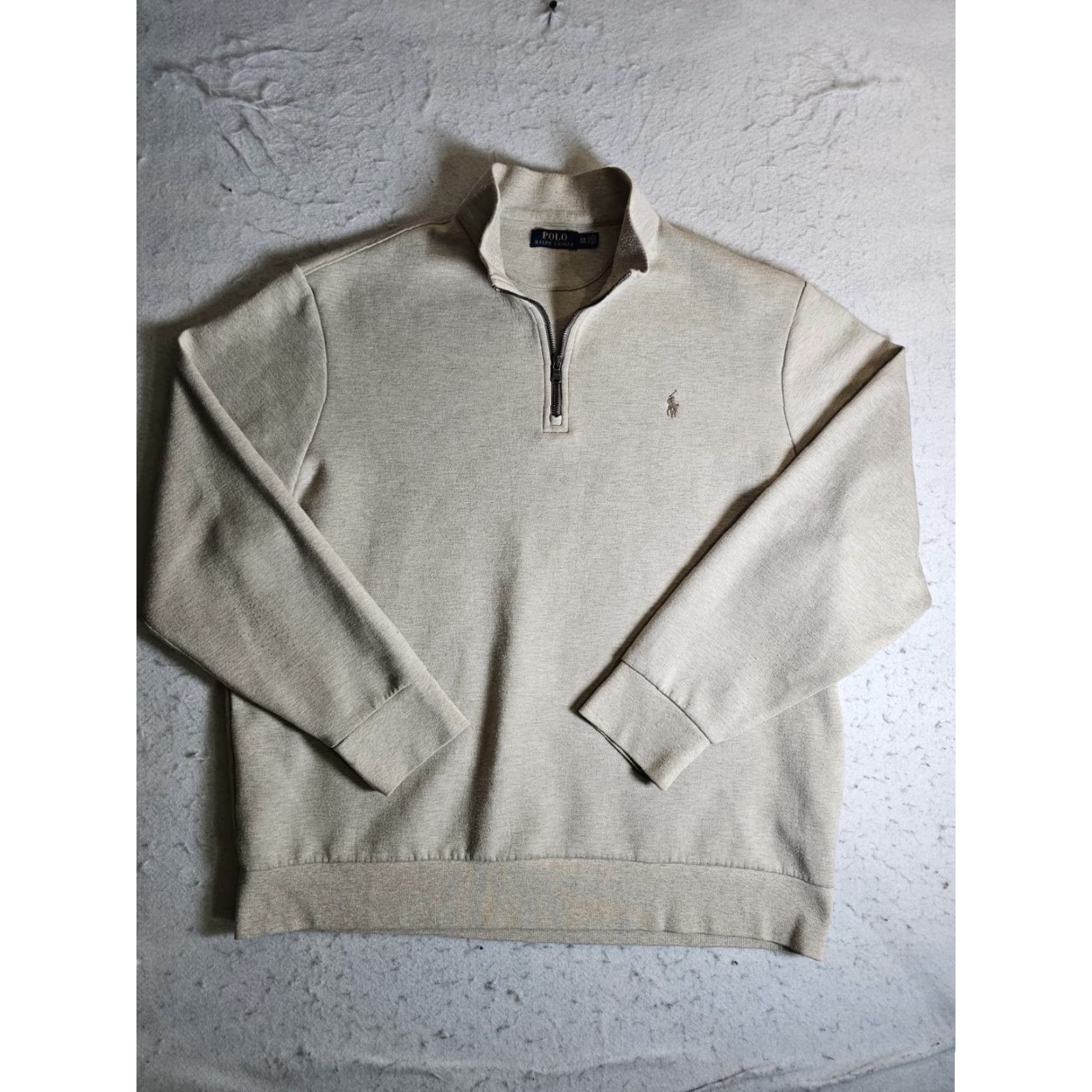 Polo Ralph Lauren VINTAGE Polo by Ralph Lauren Polo 1/4 Zip Pullover Jumper Mens 2XL Beige Cotton Blend Jersey Sweatshirt Size US XXL / EU 58 / 5 - 2 Thumbnail