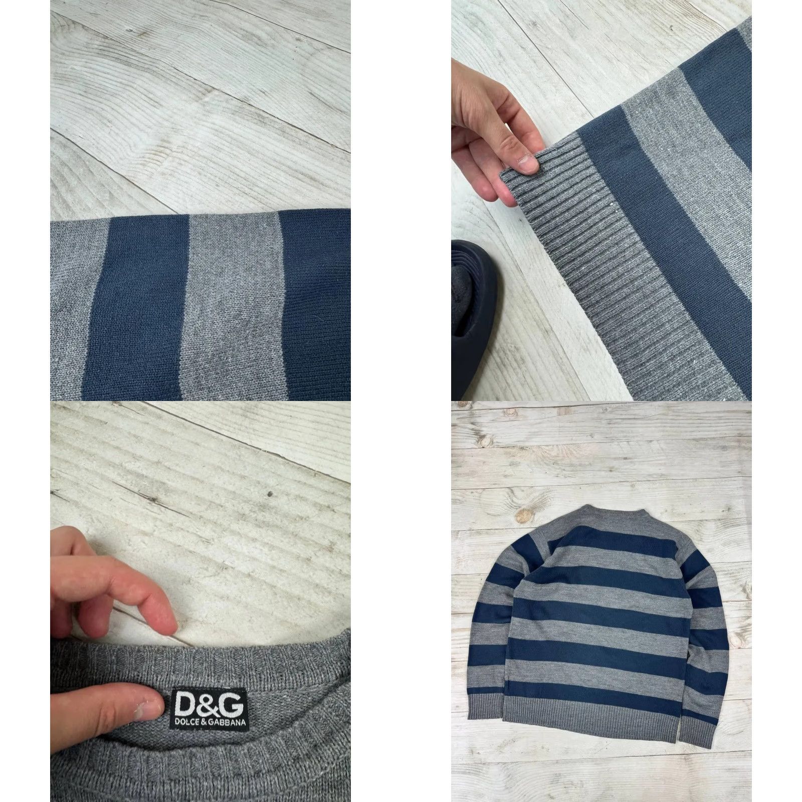 Dolce & Gabbana VINTAGE Dolce&Gabbana Logo Knit Sweater Striped Wool Men M Blue - Regular Fit Pullover, Wool, Knit, Long Sleeve, Classic Casual Winter Fall Spring Size US M / EU 48-50 / 2 - 9 Thumbnail