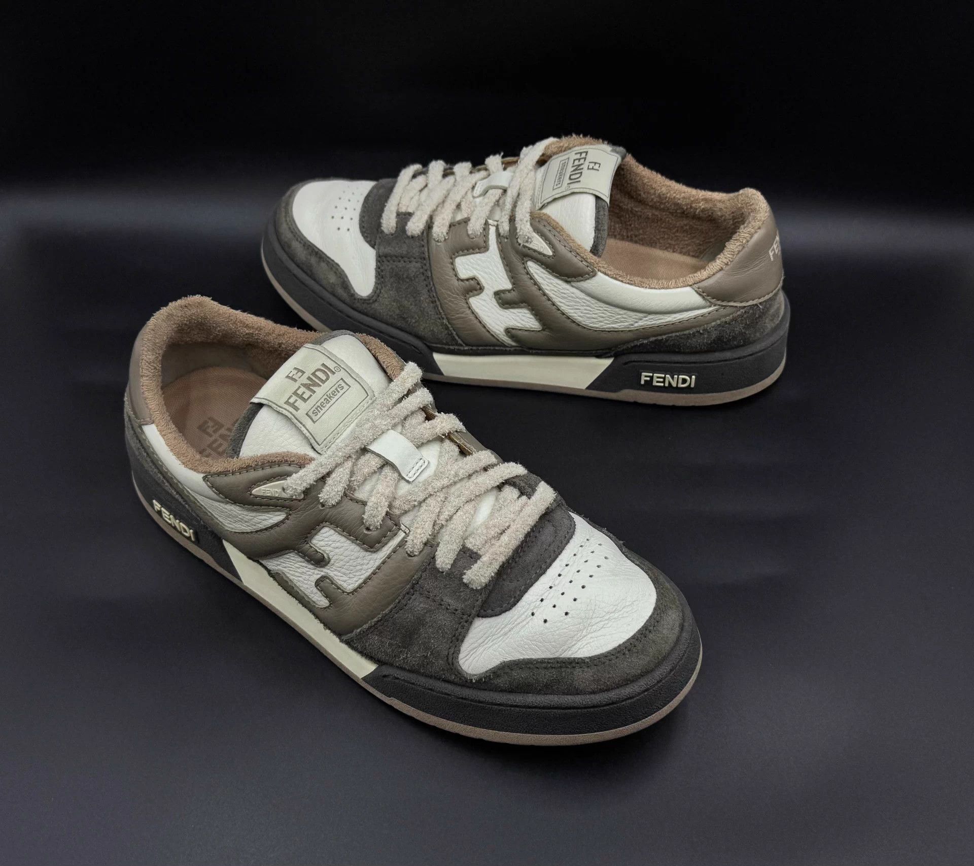 Fendi FENDI men's low-top lace-up gray white sneakers Size US 8 / EU 41 - 7 Thumbnail