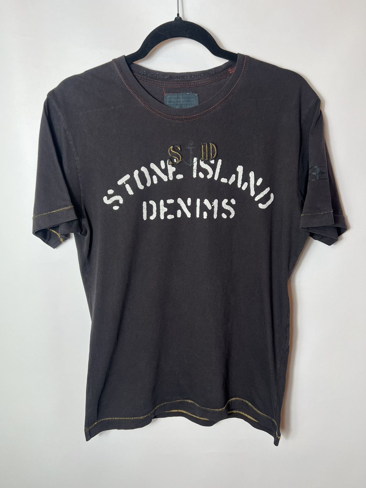 Vintage 00s streetwear Stone Island Denim Big Logo T-shirt