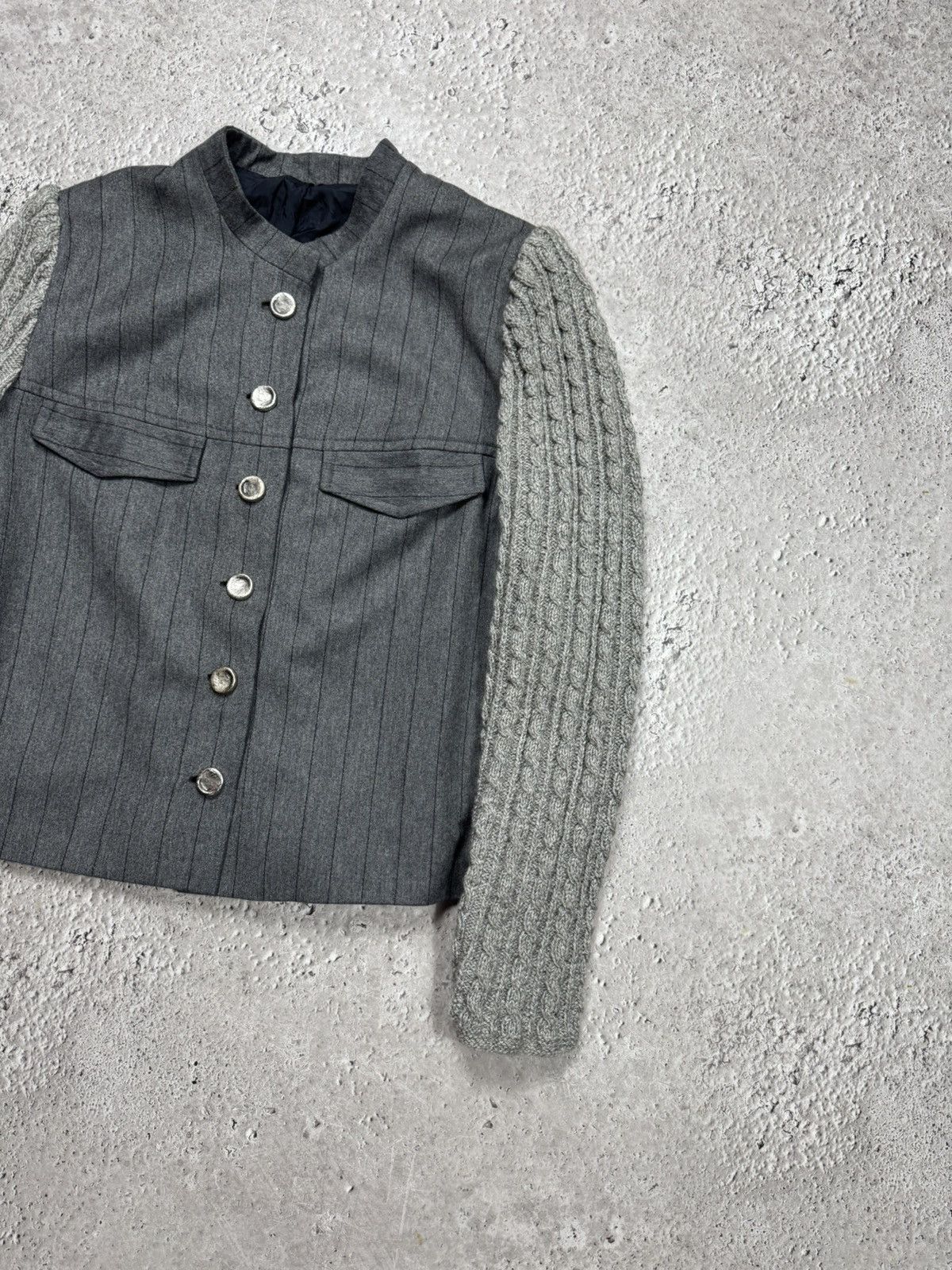 Other Designer Wool Blend Jacket Cable Knit Sleeves Gray Coat Size M / US 6-8 / IT 42-44 - 2 Thumbnail