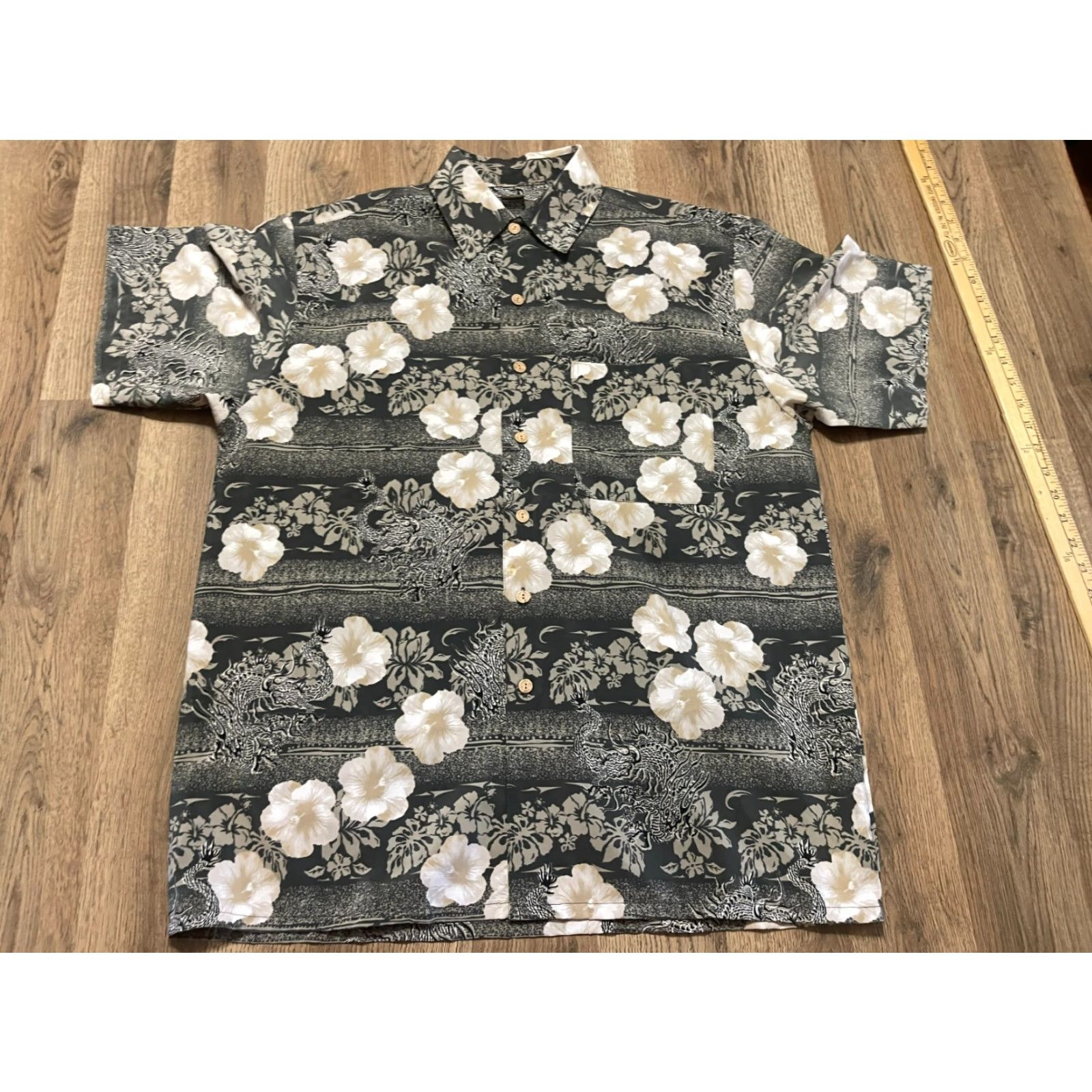 Vintage XG Island Topic Shirt Men’s Size M Grey White Floral Button Up Short Sleeve Vintage No Size US M / EU 48-50 / 2 - 2 Thumbnail