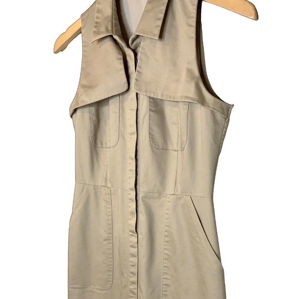 Elie Tahari Tahari Women's Elegant Beige Sleeveless Casual Dress Size M / US 6-8 / IT 42-44 - 3 Thumbnail