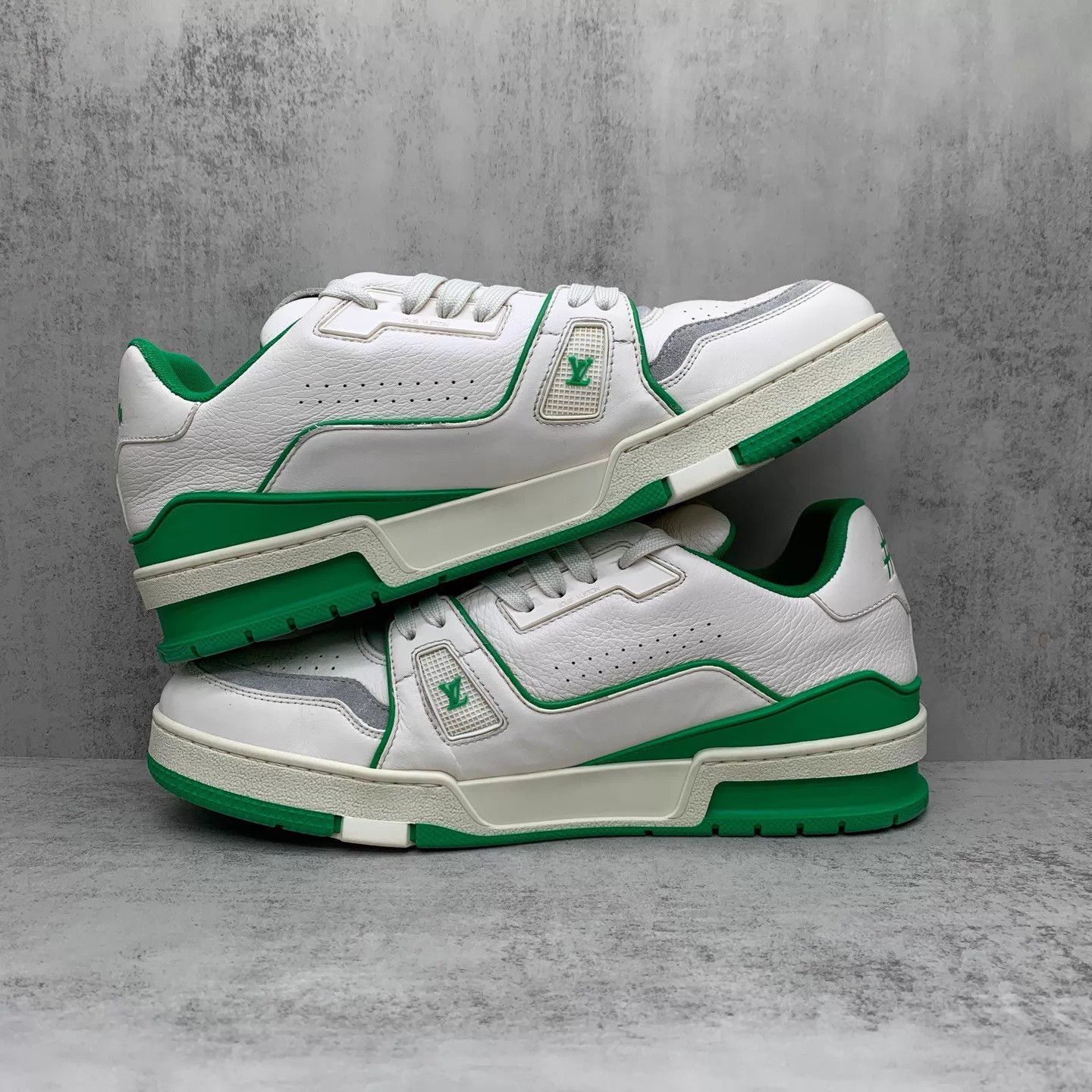Louis Vuitton Lv Trainer Green Cement White Green Sneaker 42.5 95 New Size US 9.5 / EU 42-43 - 3 Thumbnail