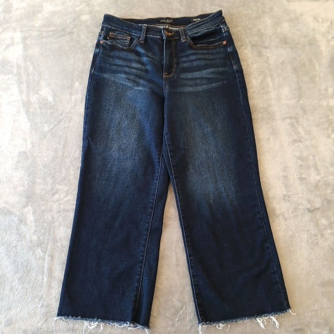 Vintage Judy Blue Jeans Womens Size 9/29 Blue Dark Wash Wide-Leg Capri Size 29" - 2 Thumbnail