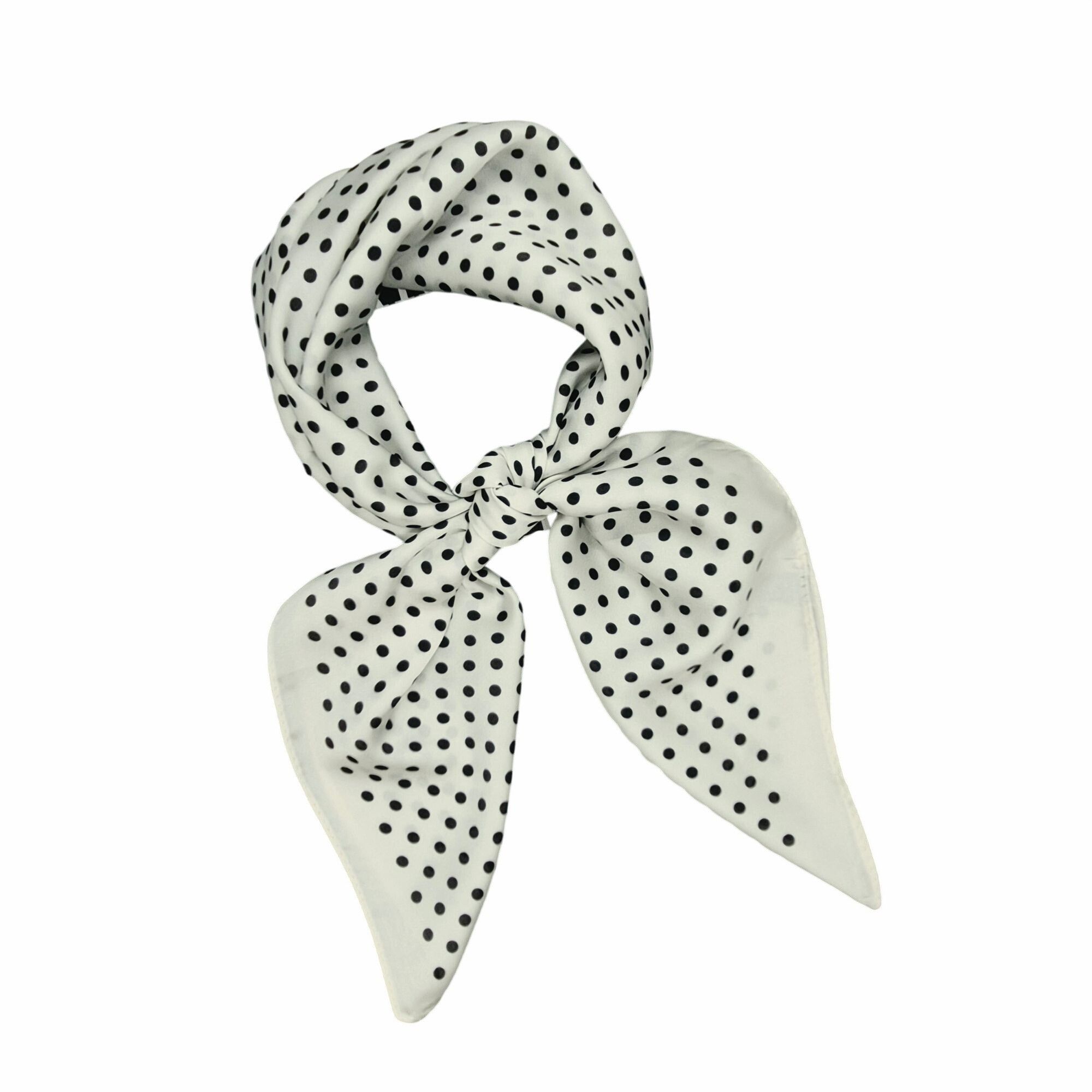 Other ✨Luxury Elegant Silky Soft Scarf White Black Polka Dot Squar Size ONE SIZE - 4 Thumbnail