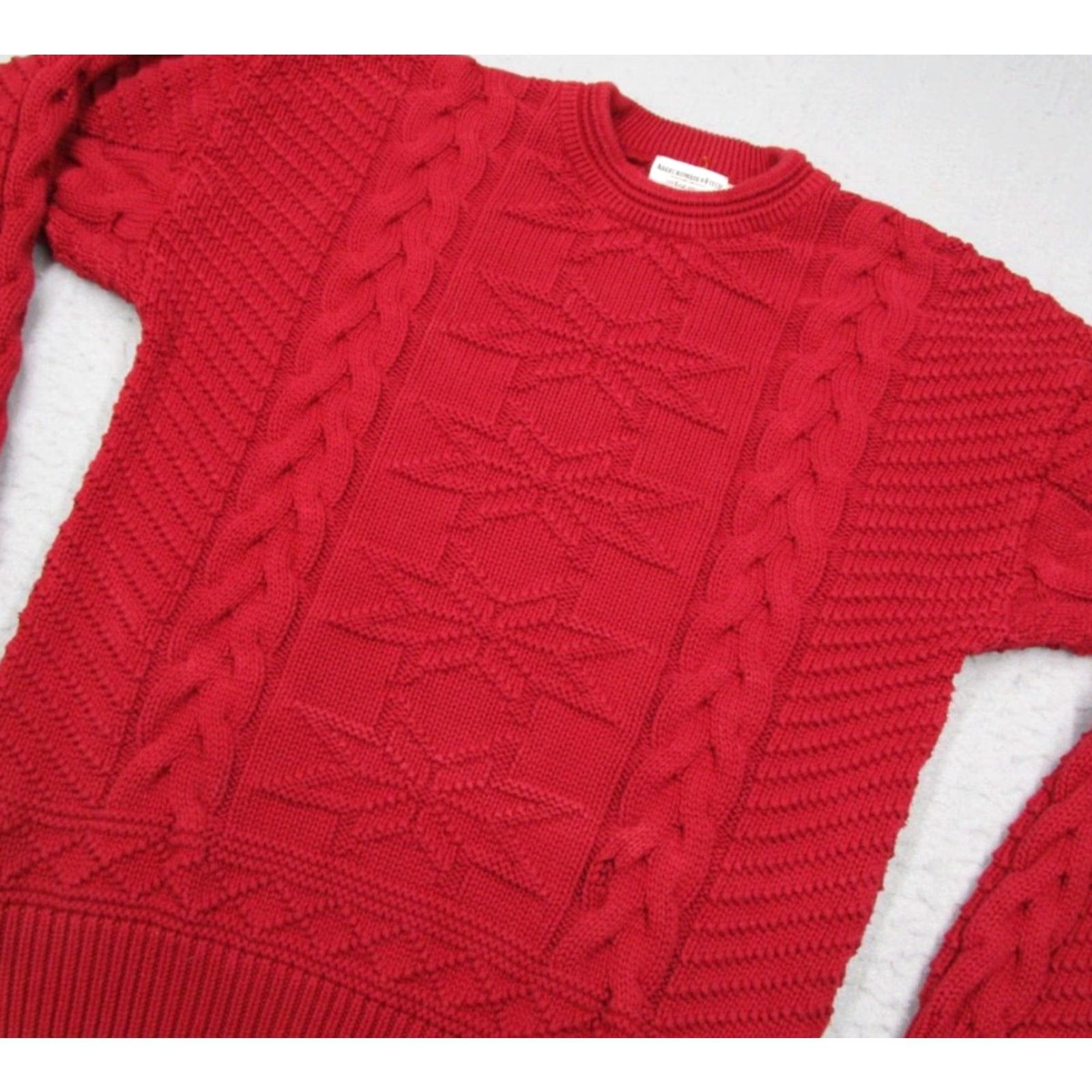 Abercrombie & Fitch VINTAGE Abercrombie & Fitch Sweater Mens Medium Red Wool Cable Knit Pullover 90s Fall Winter Casual Size US M / EU 48-50 / 2 - 2 Thumbnail