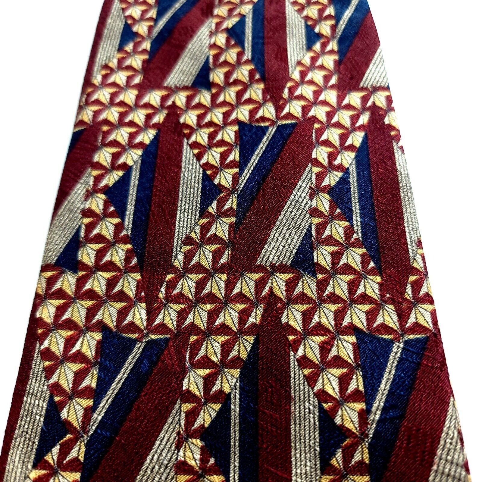 XMI Platinum XMI Red Blue Abstract Jacquard Print Wide Silk Tie Size ONE SIZE - 2 Thumbnail