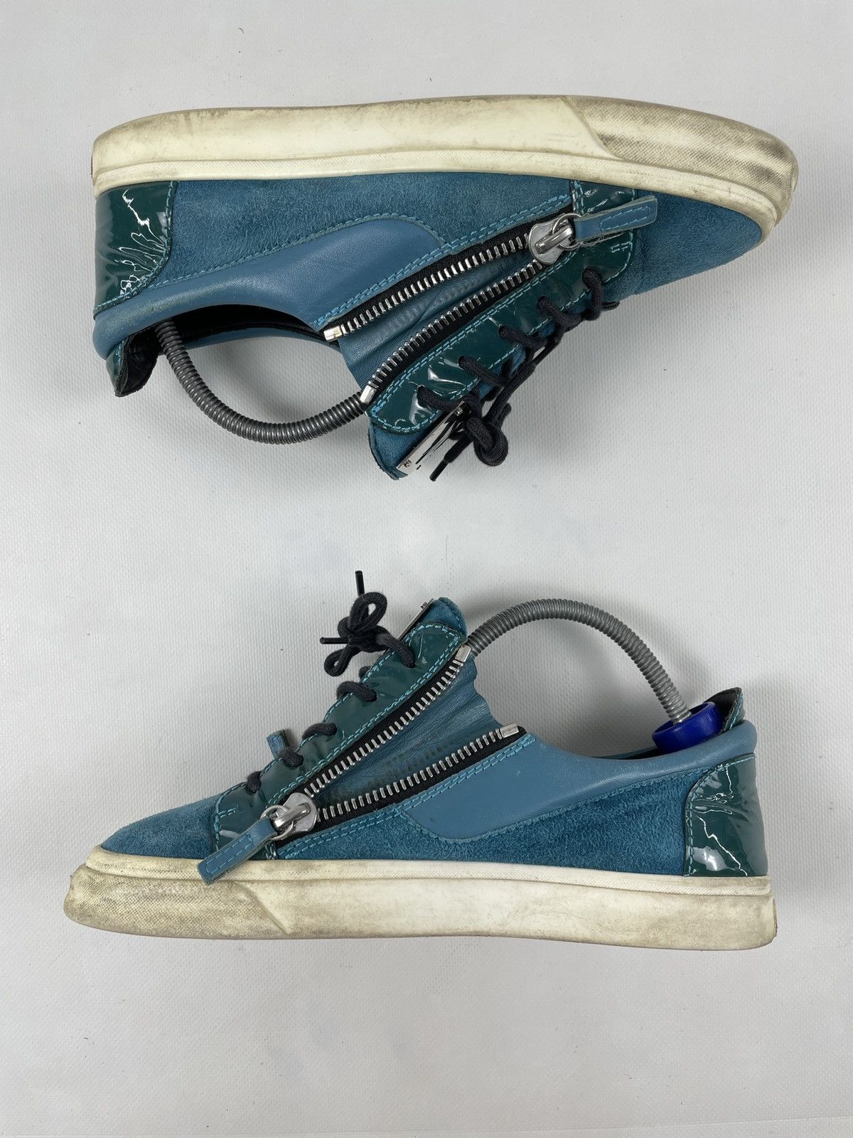 Designer × Giuseppe Zanotti Frankie Leather-Suede Double-Zip Low-Top Sneakers Shoes Size US 8.5 / IT 38.5 - 8 Thumbnail