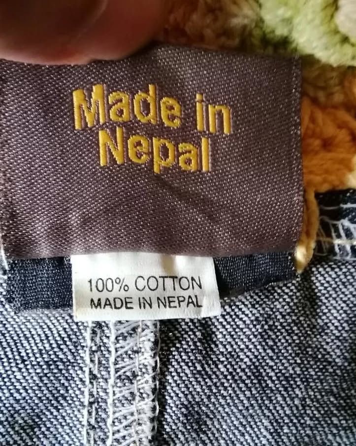 Vintage Hammock Denim Mini Skirt Insane Y2K Handmade Crochet Nepal Size 29" - 5 Thumbnail