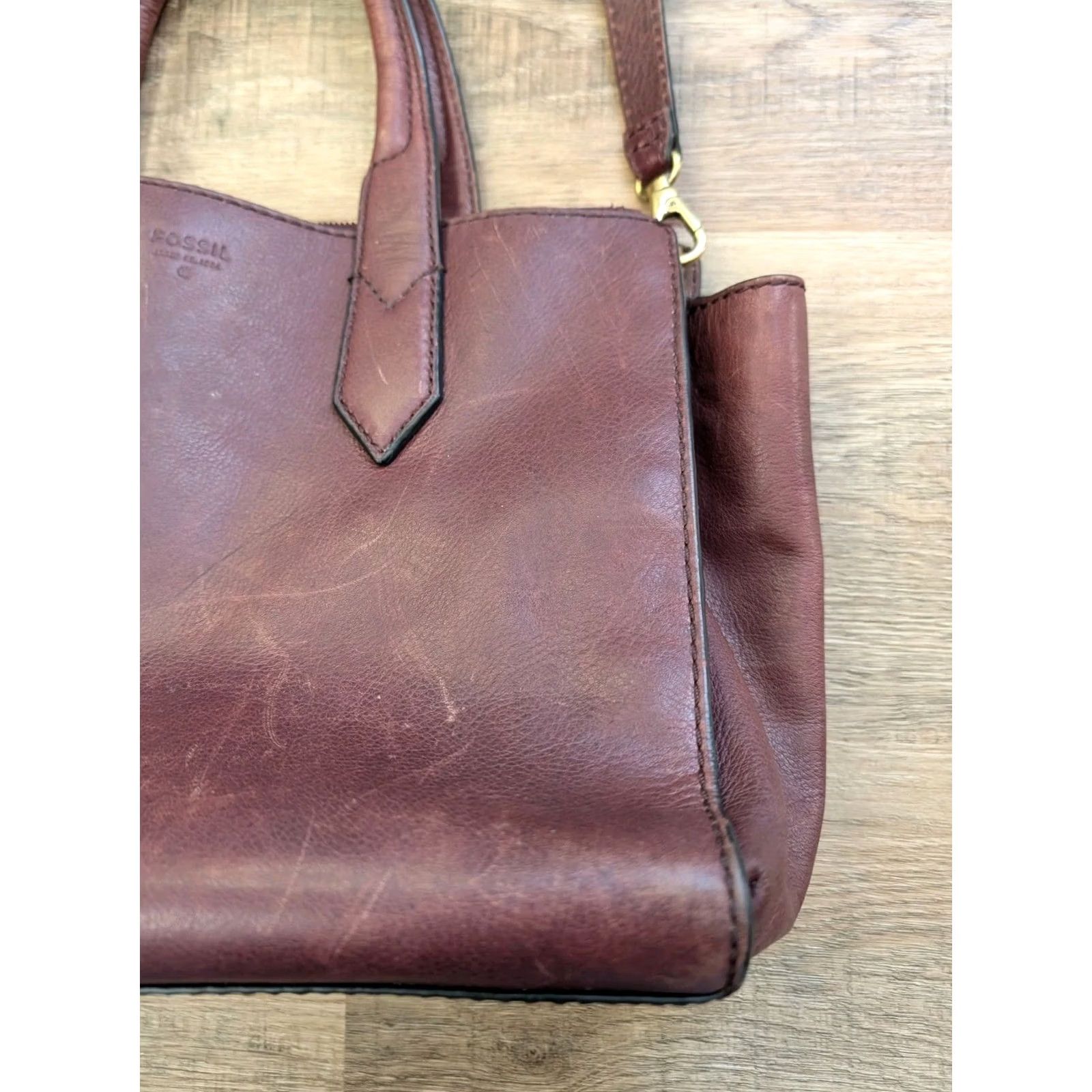 Fossil VINTAGE Fossil Handbag Purse Leather Brown 1954 Medium Size ONE SIZE - 4 Thumbnail