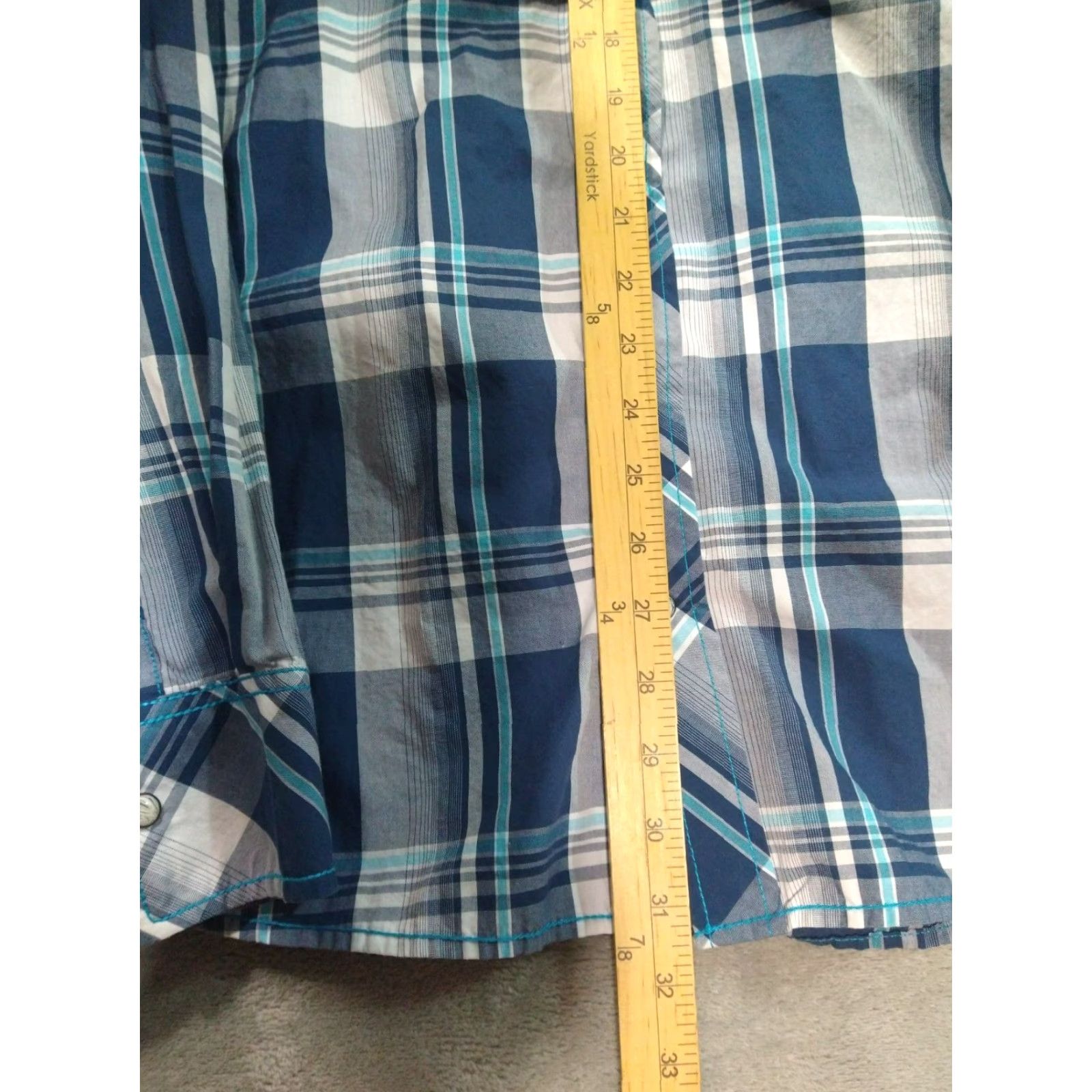 BKE BKE Buckle Shirt Mens XL Blue Plaid Athletic Fit Long Sleeve Pearl Snap Cotton Shirt Size US XL / EU 56 / 4 - 4 Thumbnail