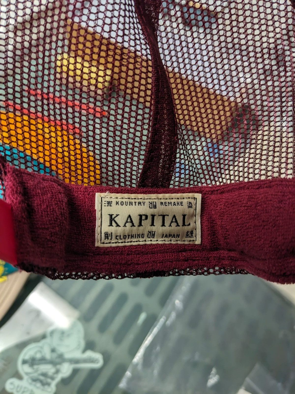 Kapital KAPITAL FREE WHEELIN TRUCKER CAP HAT BURGUNDY YELLOW Size ONE SIZE - 6 Thumbnail