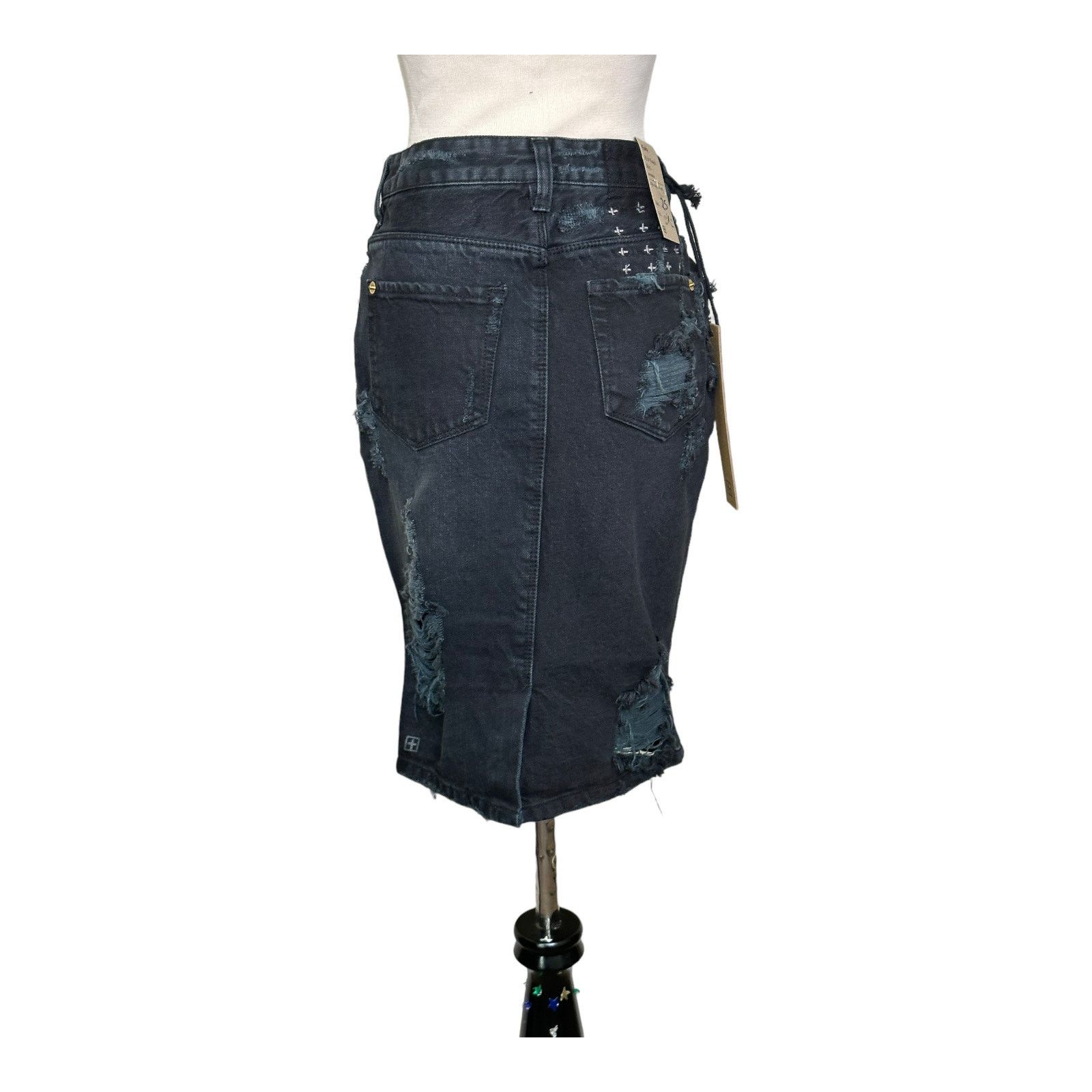 Ksubi Ksubi black distressed tune jean mini skirt size 25 Size 25" / US 0 / IT 36 - 3 Thumbnail