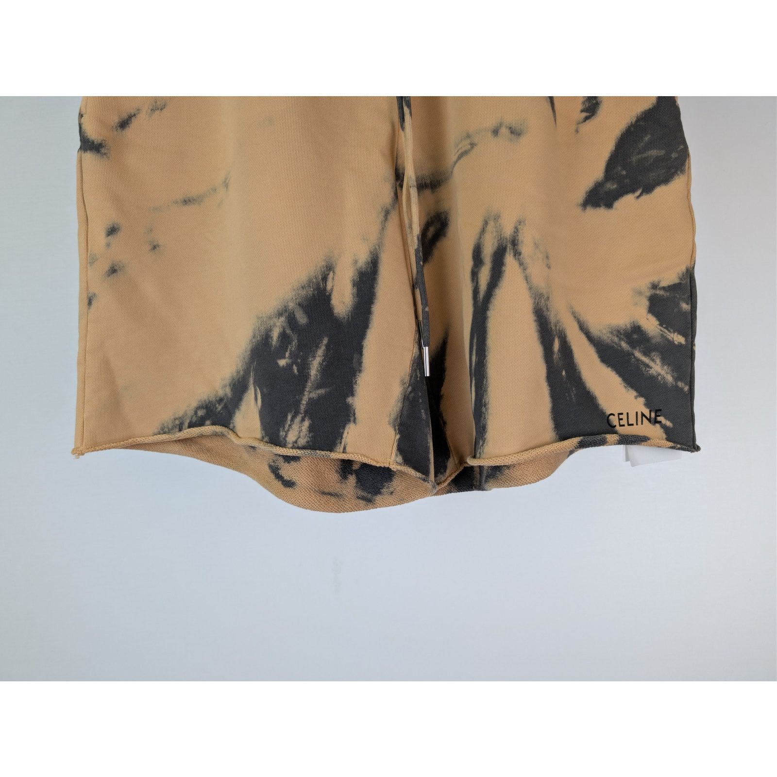Celine o1rshd1 Tie-Dye Cotton Fleece Shorts in Grey/Beige/Black Size US 30 / EU 46 - 4 Thumbnail