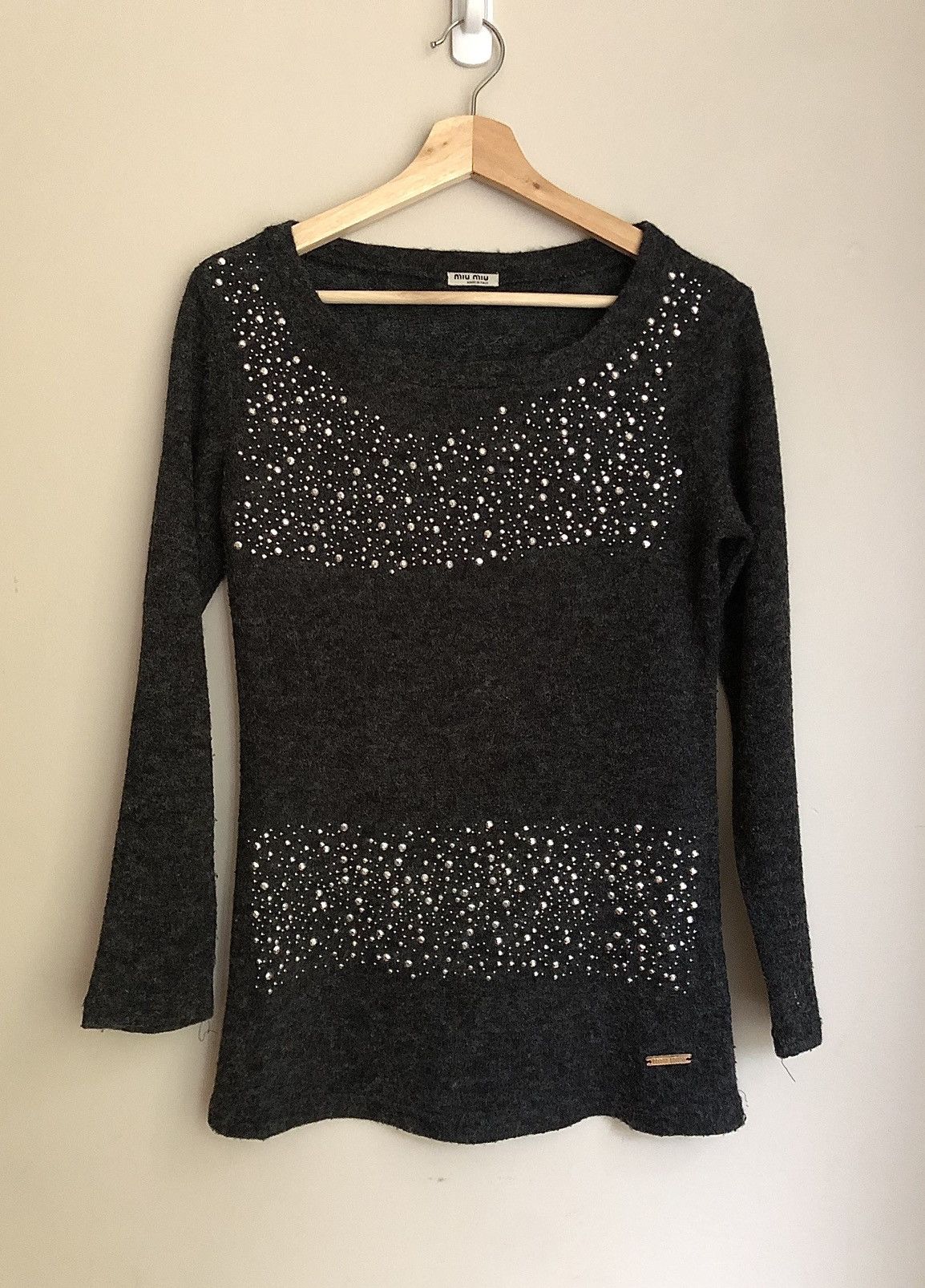 Miu Miu Miu Miu Vintage 2008 Bedazzled Fuzzy Sweater Size L / US 10 / IT 46 - 1 Thumbnail