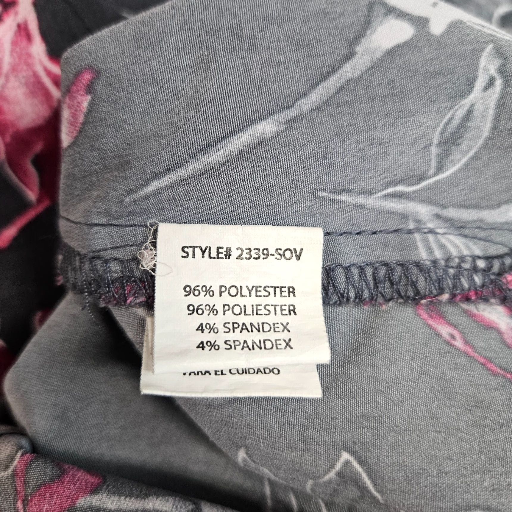 Pinko Healing Hands Premire Womens Scrub Top XS Gray Pink Floral Short Sleeve Shirt Womens XS Floral Scrub Top Size XS / US 0-2 / IT 36-38 - 5 Thumbnail