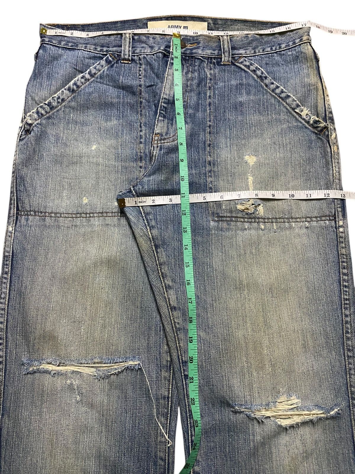Dapper Dan × Gap Vintage Gap Army Light Wash Distressed Baggy Jeans Size US 35 - 11 Thumbnail